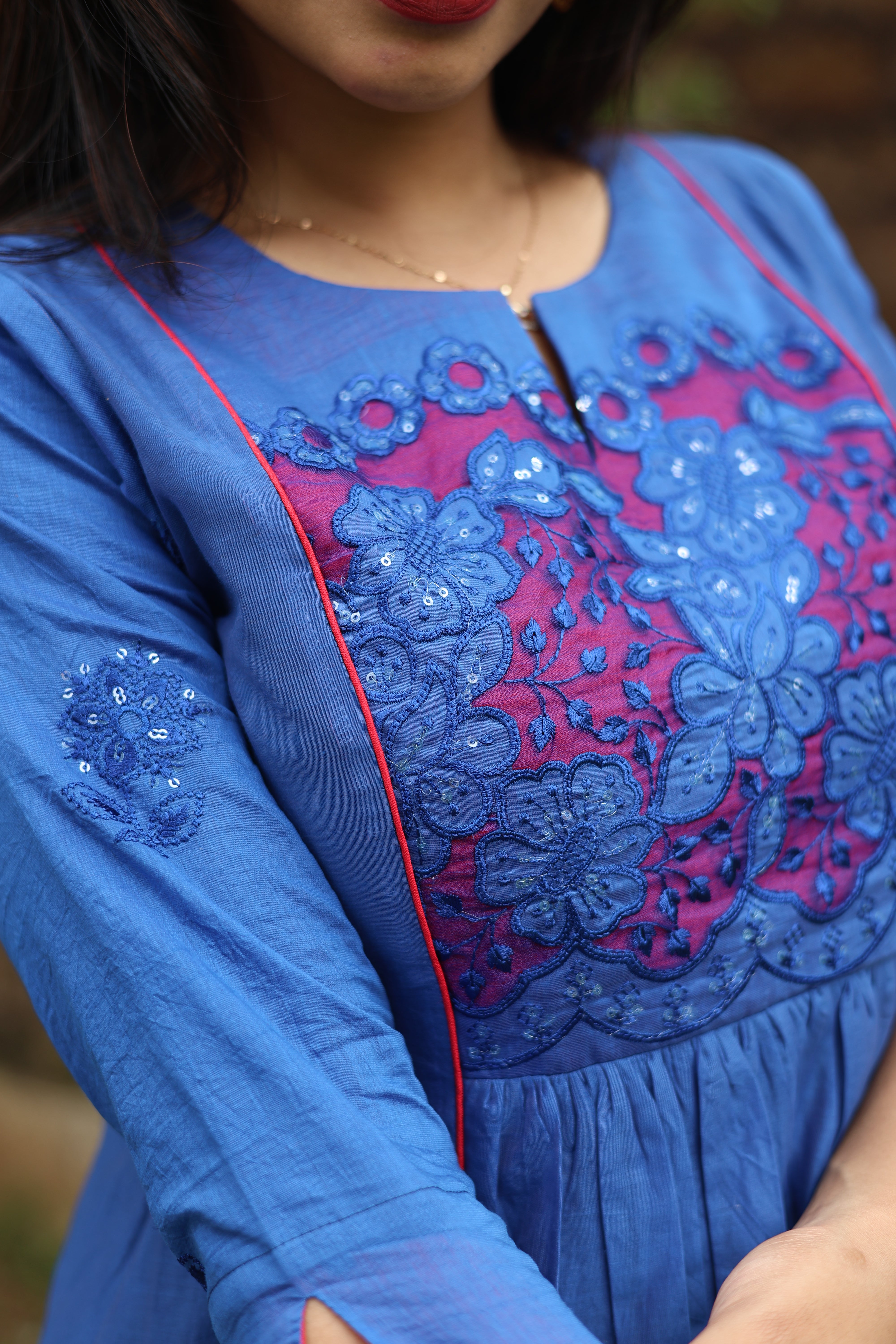 Mul Chanderi Dress Kurti | Elegant Pleated Panel Design