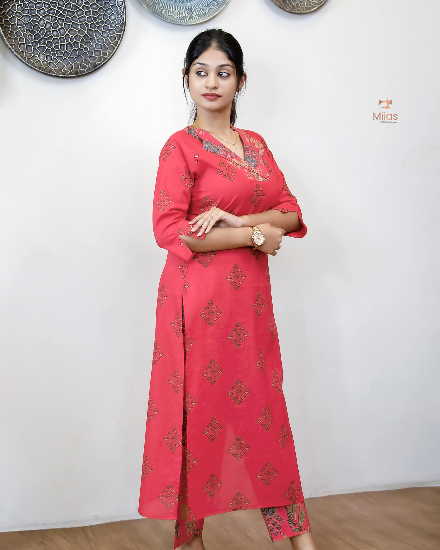 Pure Cotton Co-ord Set: Breathable Printed Elegance-Pink.