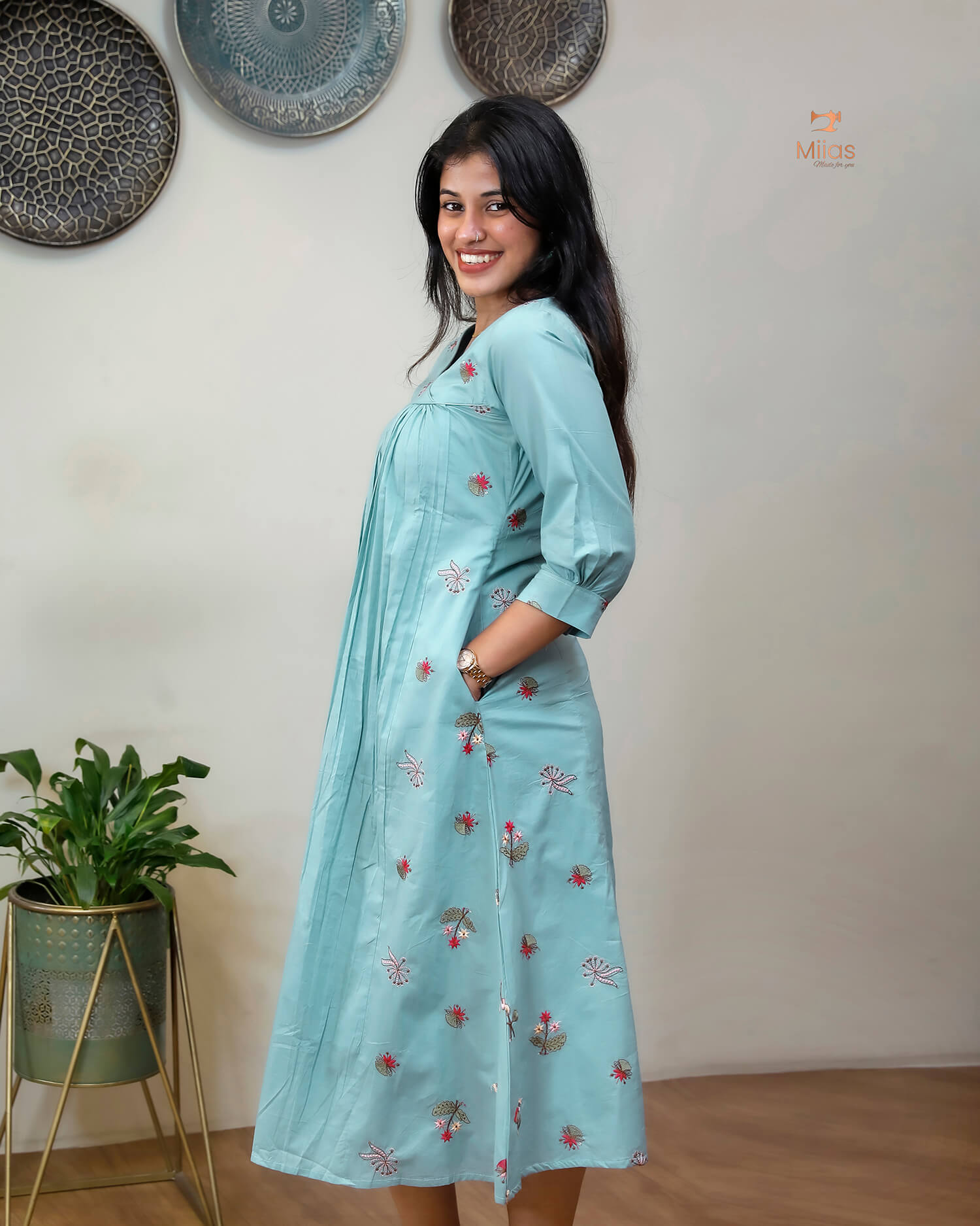 Cotton Pleated & Embroidered Designer Dress Kurti