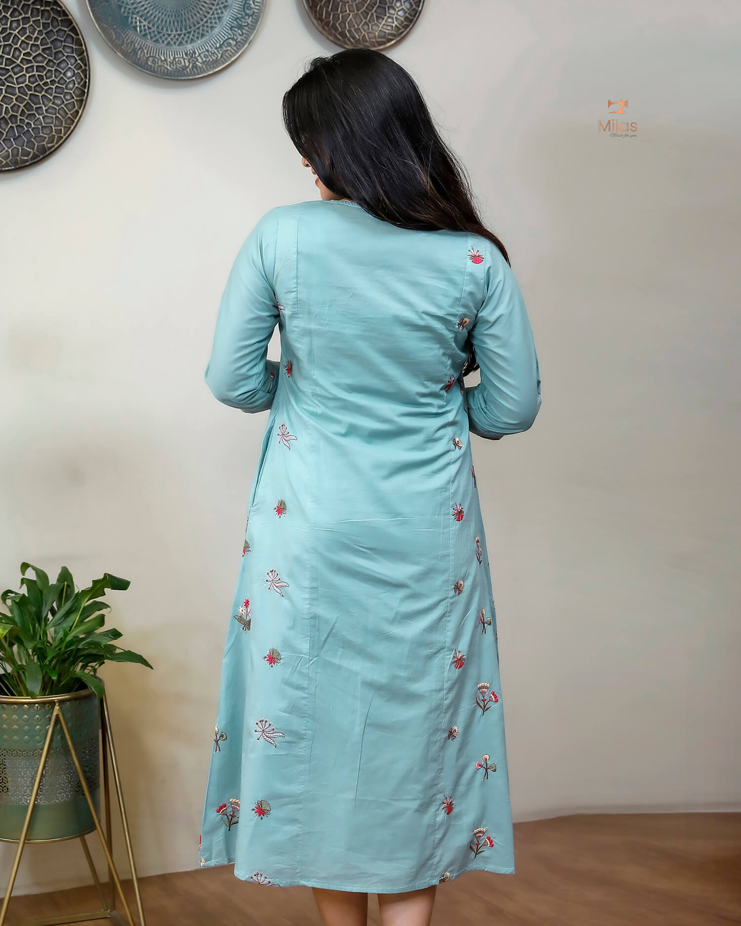 Cotton Pleated & Embroidered Designer Dress Kurti