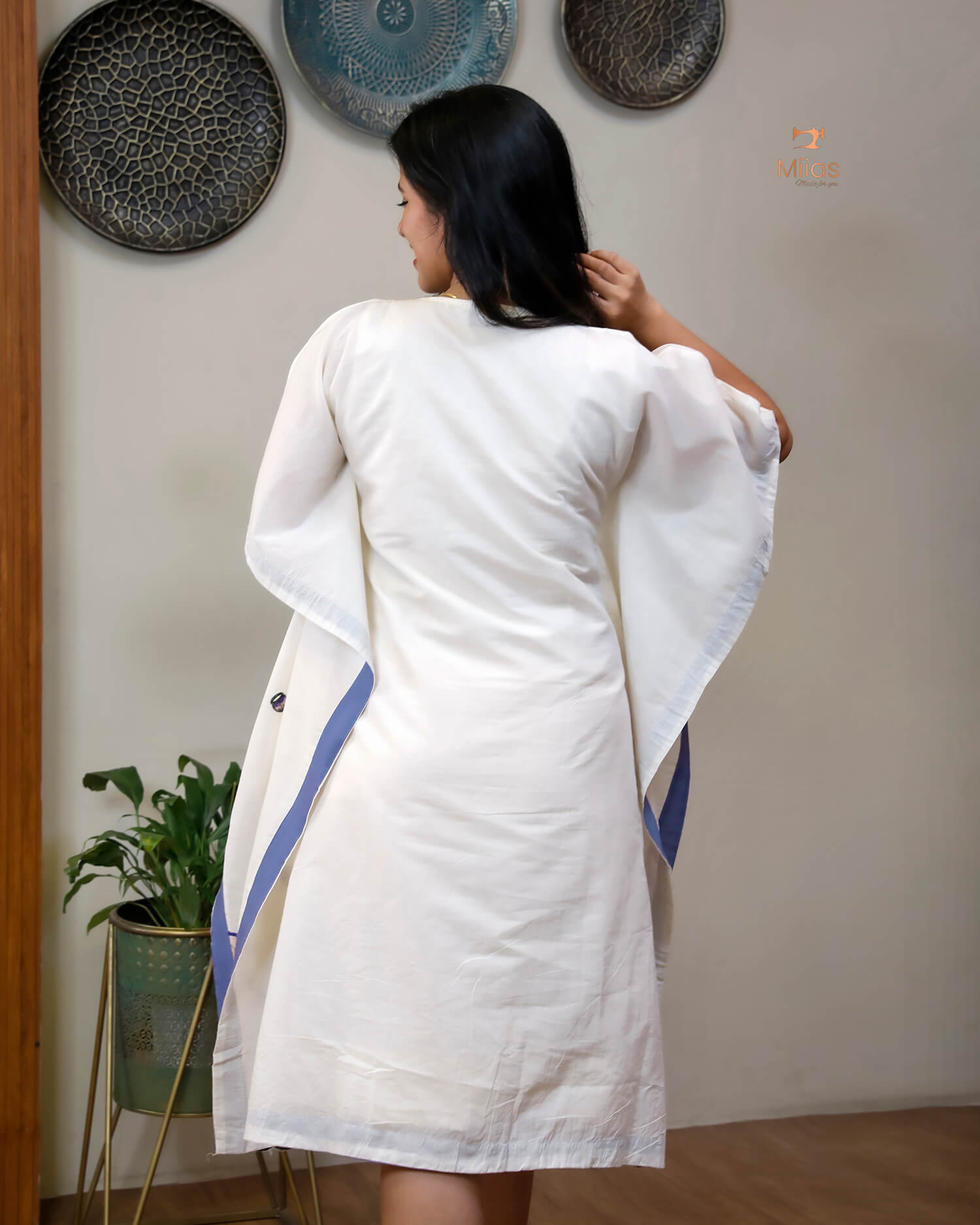 Embroidered Cotton Kaftan Dress – Relaxed V-Neck Resort Wear