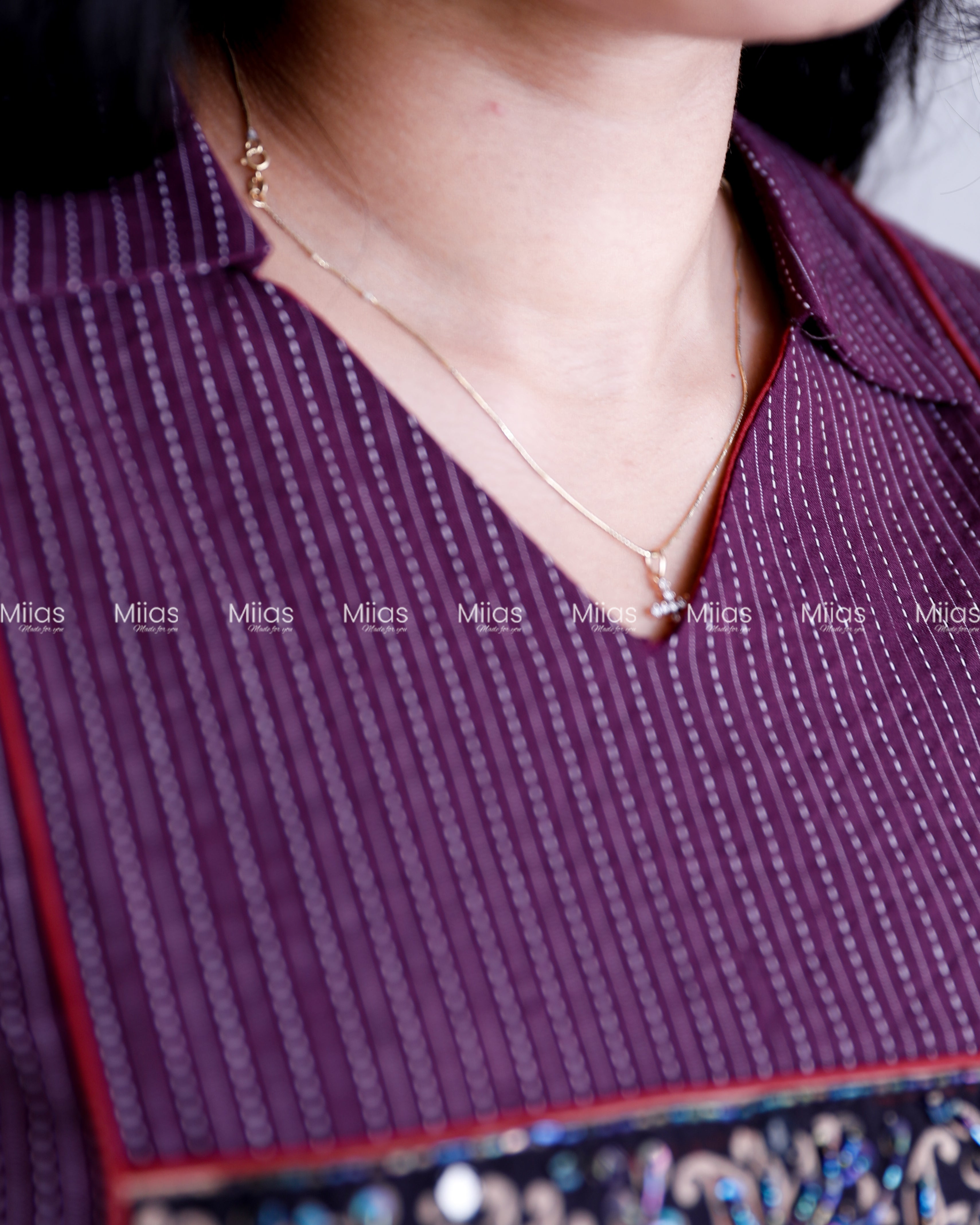 Kantha Cotton 3-Panel Kurti | Ajrakh Borders + Beaded Yoke | Grape