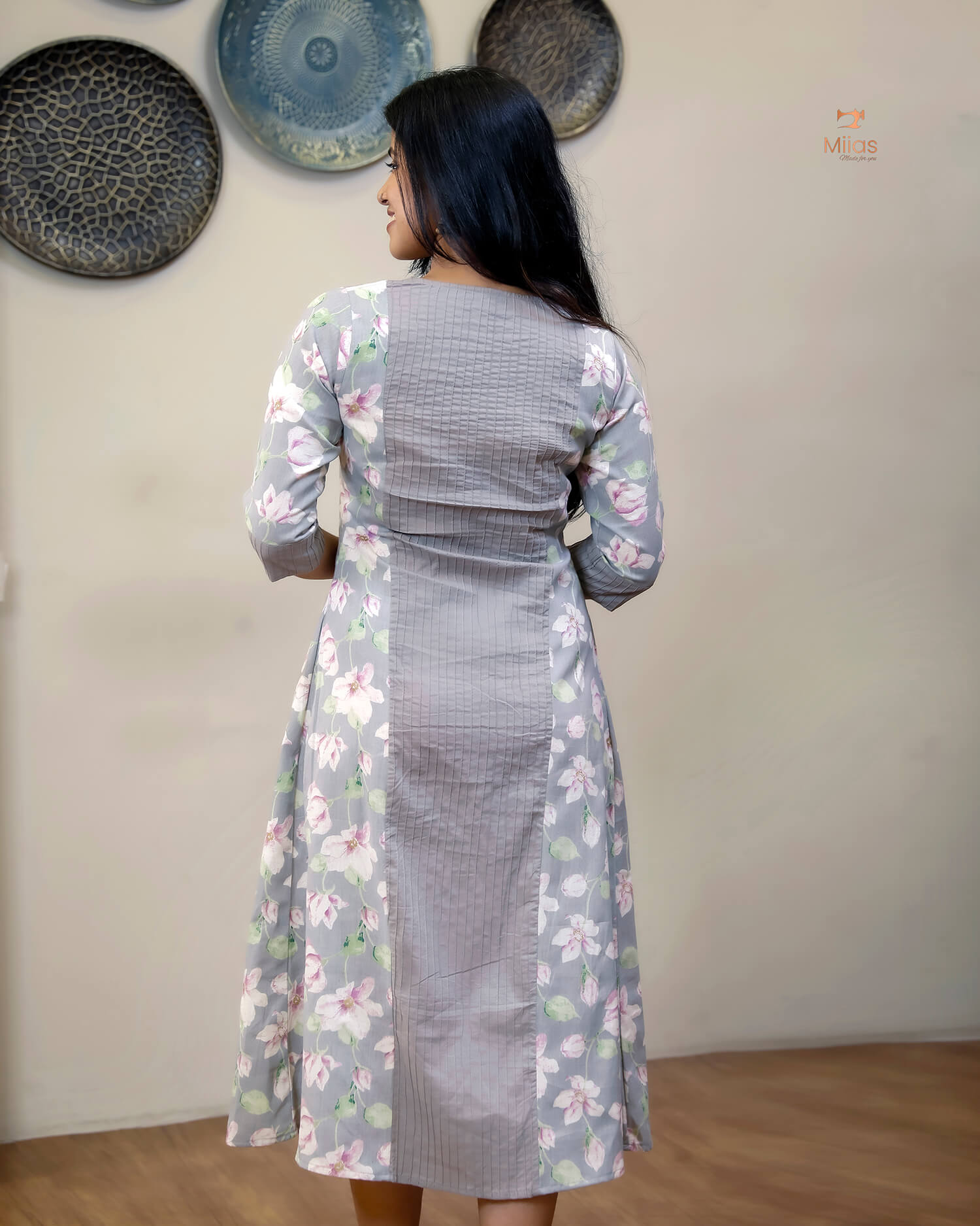 Cotton Kurti | Printed & Pintuck Panels with Smocking