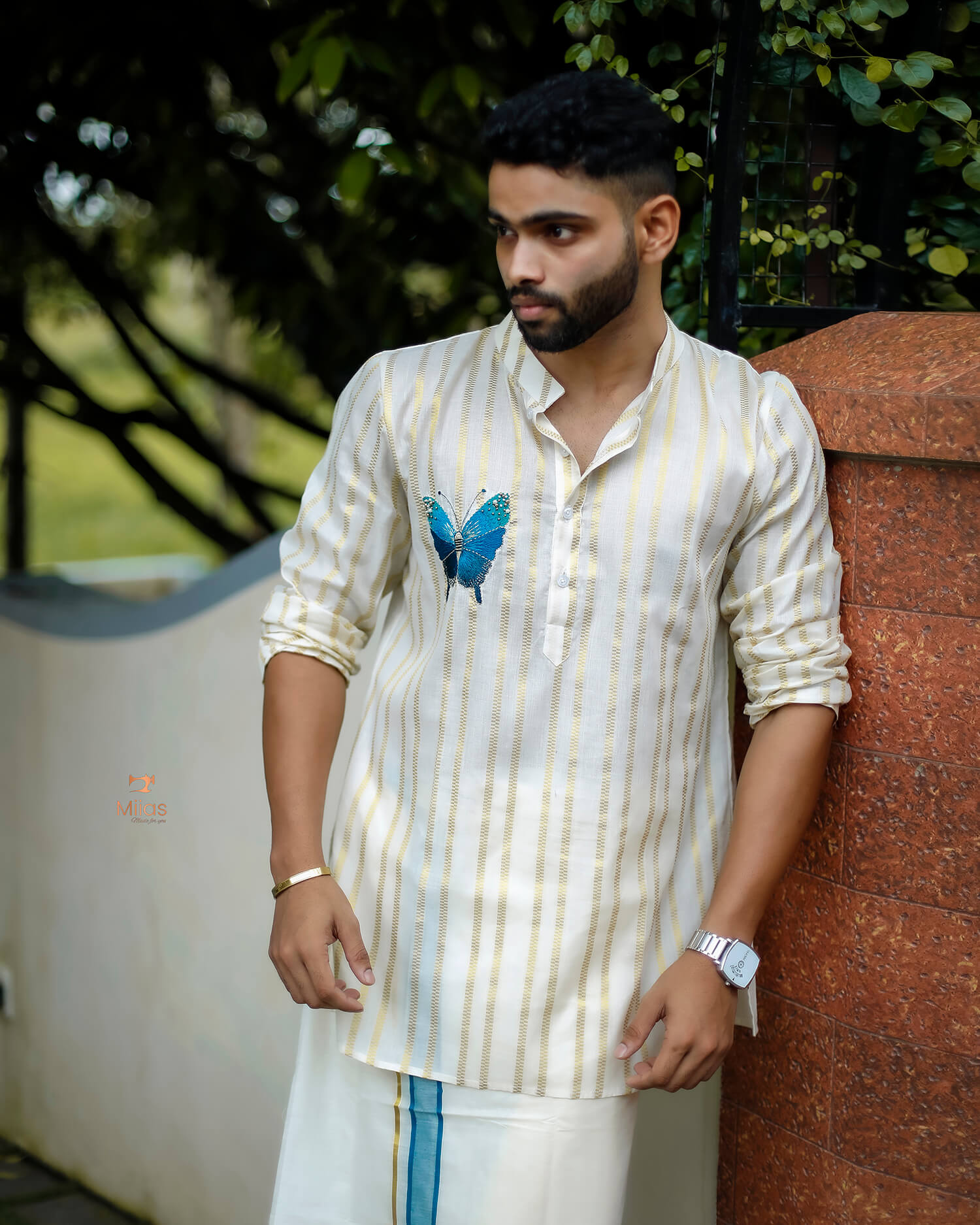 Men's Lurex Kora Cotton Kurta | Festive Wear-Onam 2025