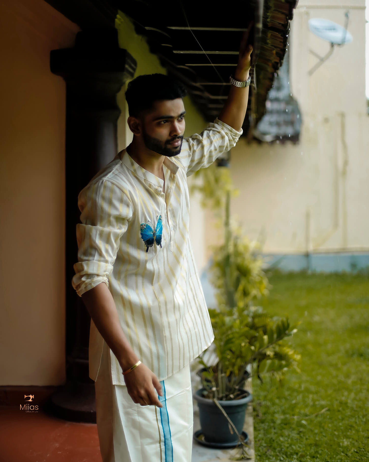 Men's Lurex Kora Cotton Kurta | Festive Wear-Onam 2025