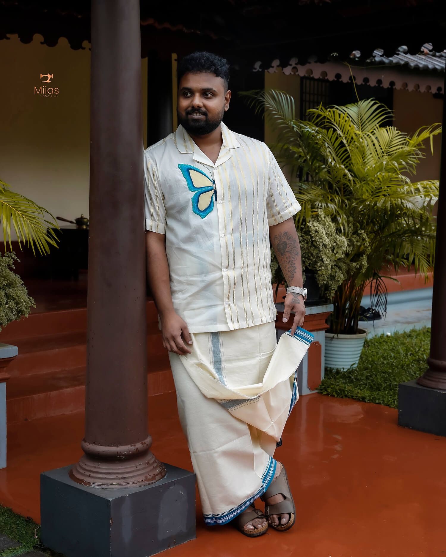 Men's Premium Lurex Kora Cotton Shirt-Onam 2025