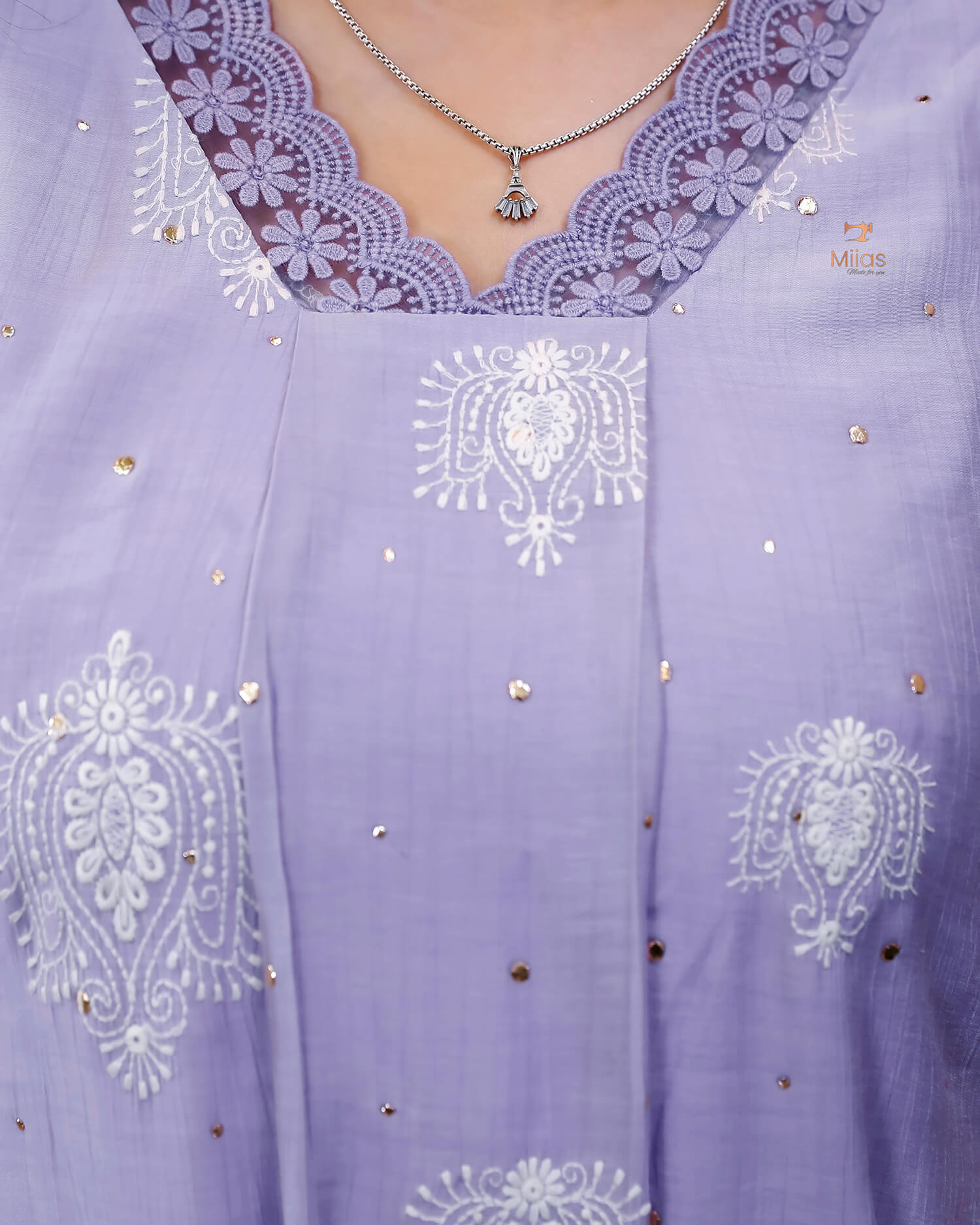 Crushed Dhara Silk | A-Line Top & Dupatta Set | Dusty Lilac