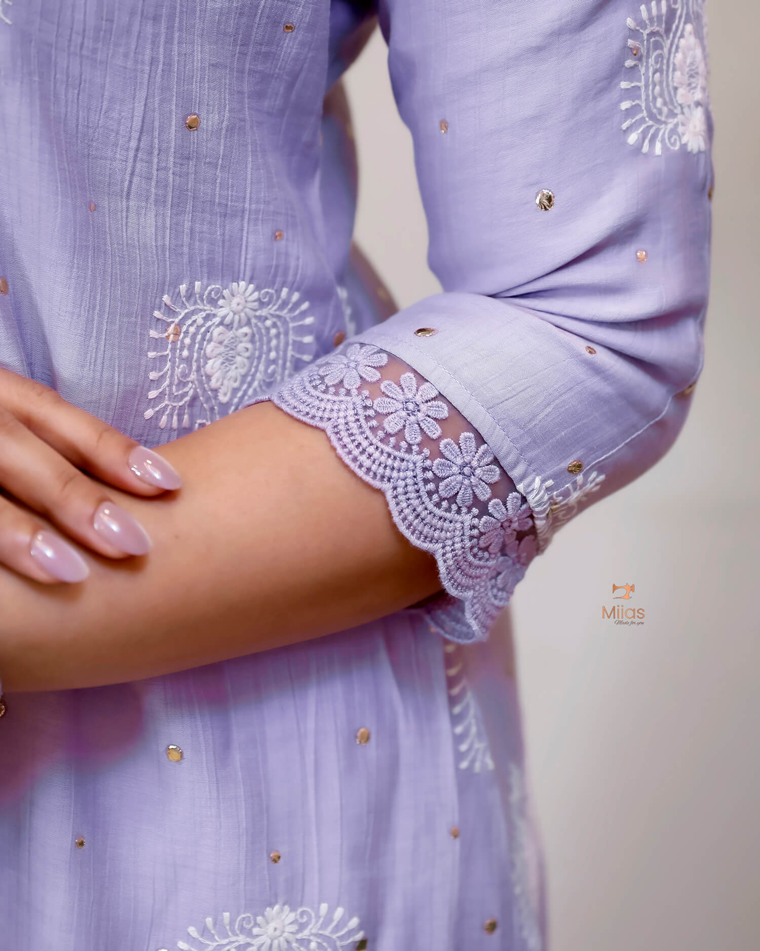 Crushed Dhara Silk | A-Line Top & Dupatta Set | Dusty Lilac