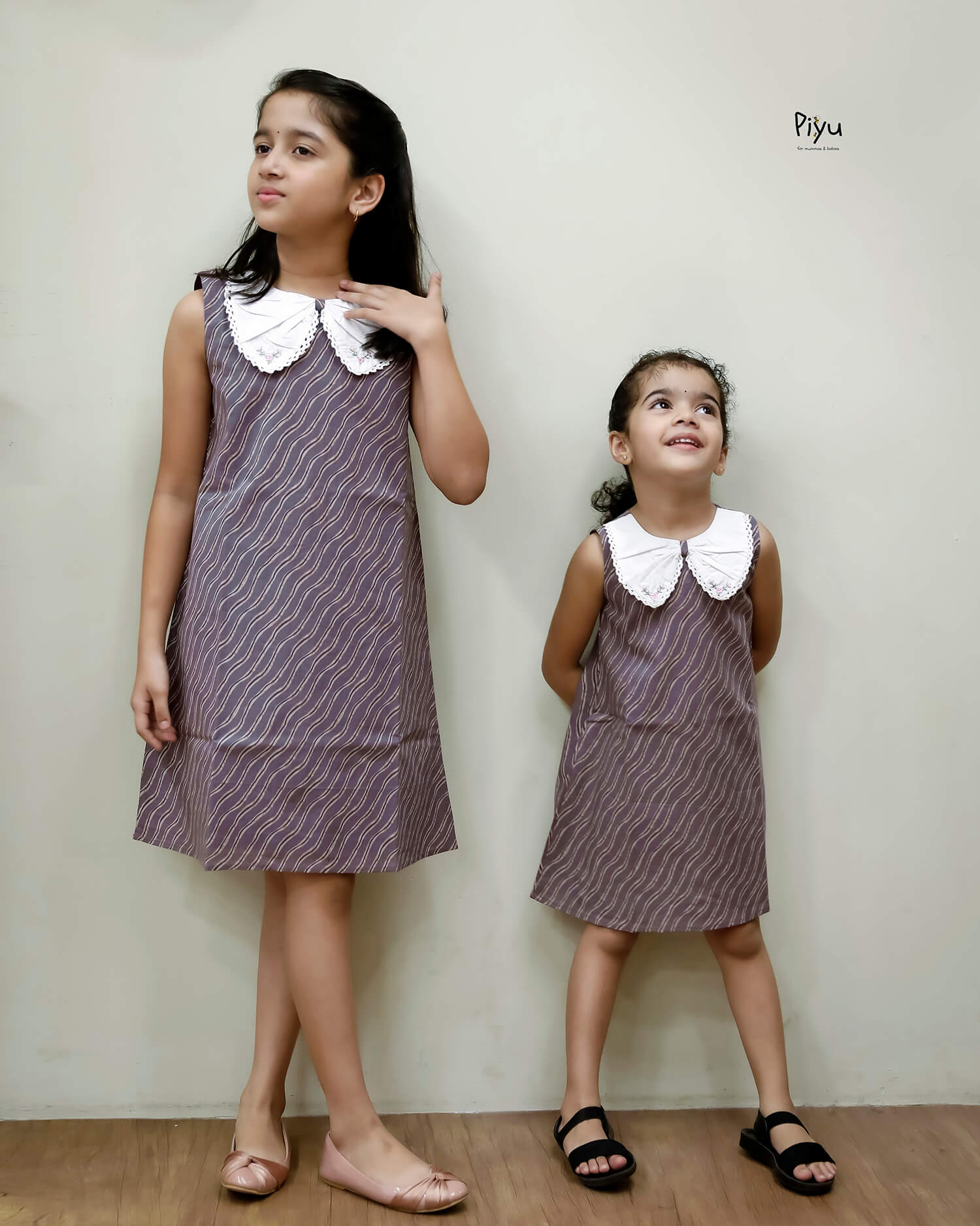 South Cotton Kids Frock, Lace Butterfly Collar