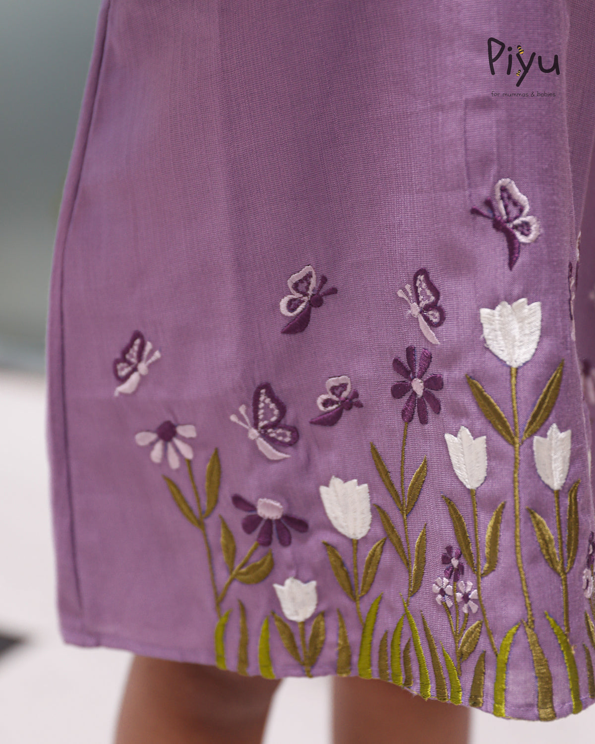 Vatican Fabric A-Line Frock | Peter Pan Collar + Embroidery | Lavender
