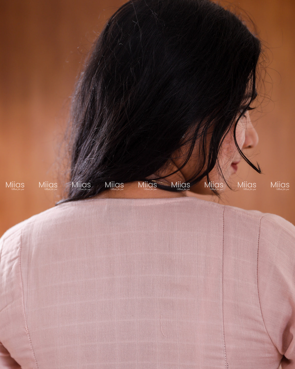 Flannel Cotton 3-Panel Slit Kurti | Embroidered Yoke + Pocket | Pastel Peach