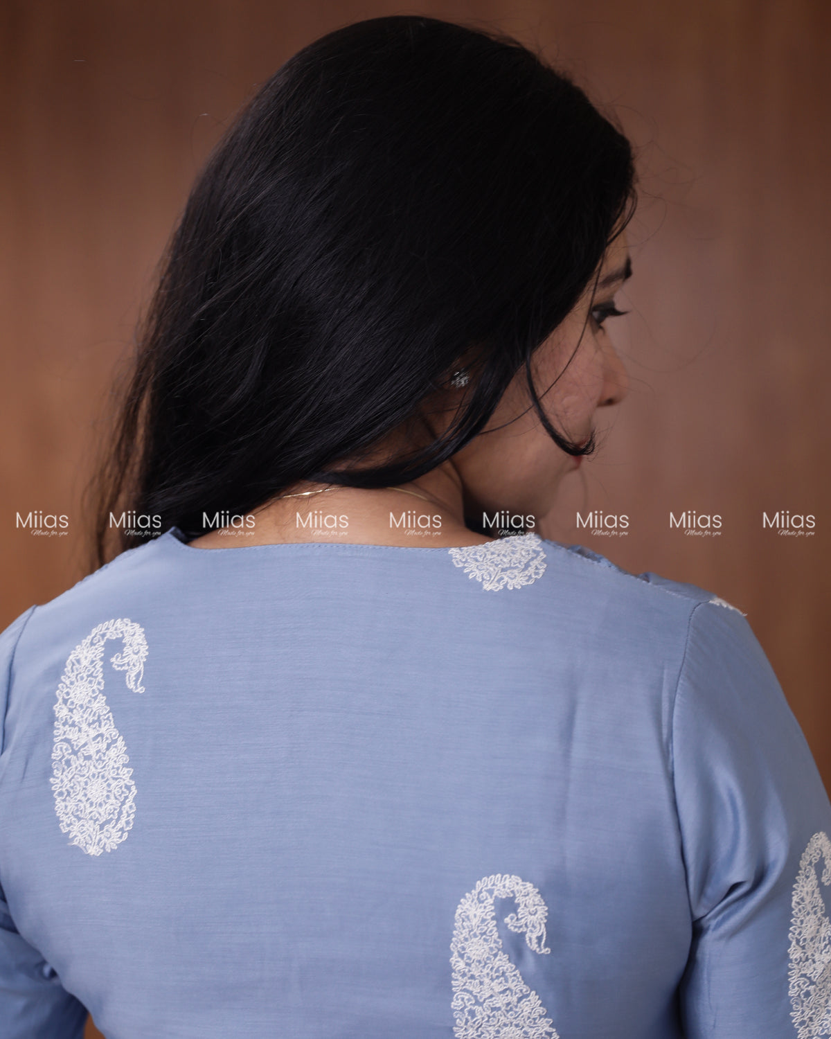 Mul Chanderi Dress Kurti | Box Pleats + Lace + Lined | Dusty Blue