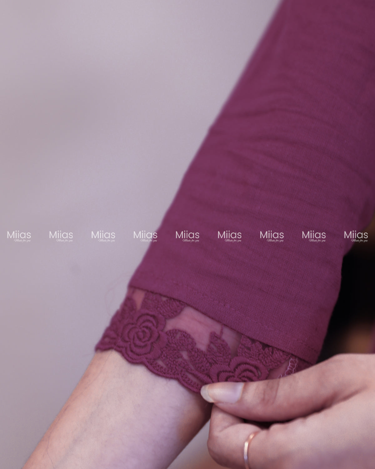 Flex Cotton 3-Panel Dress Kurti | Bullion Rose + Lace | Deep Magenta