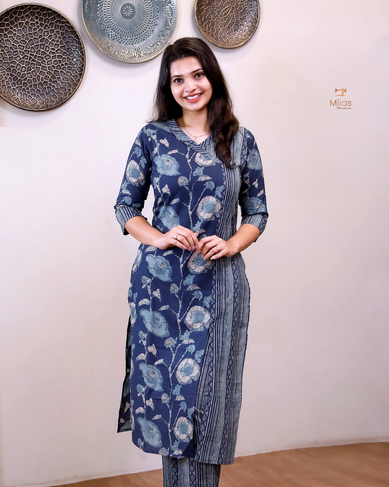 Cotton Co-ord Set | Printed Top & Bottom | Blue