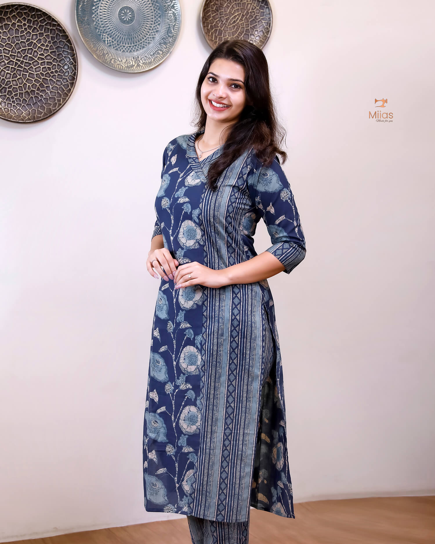 Cotton Co-ord Set | Printed Top & Bottom | Blue
