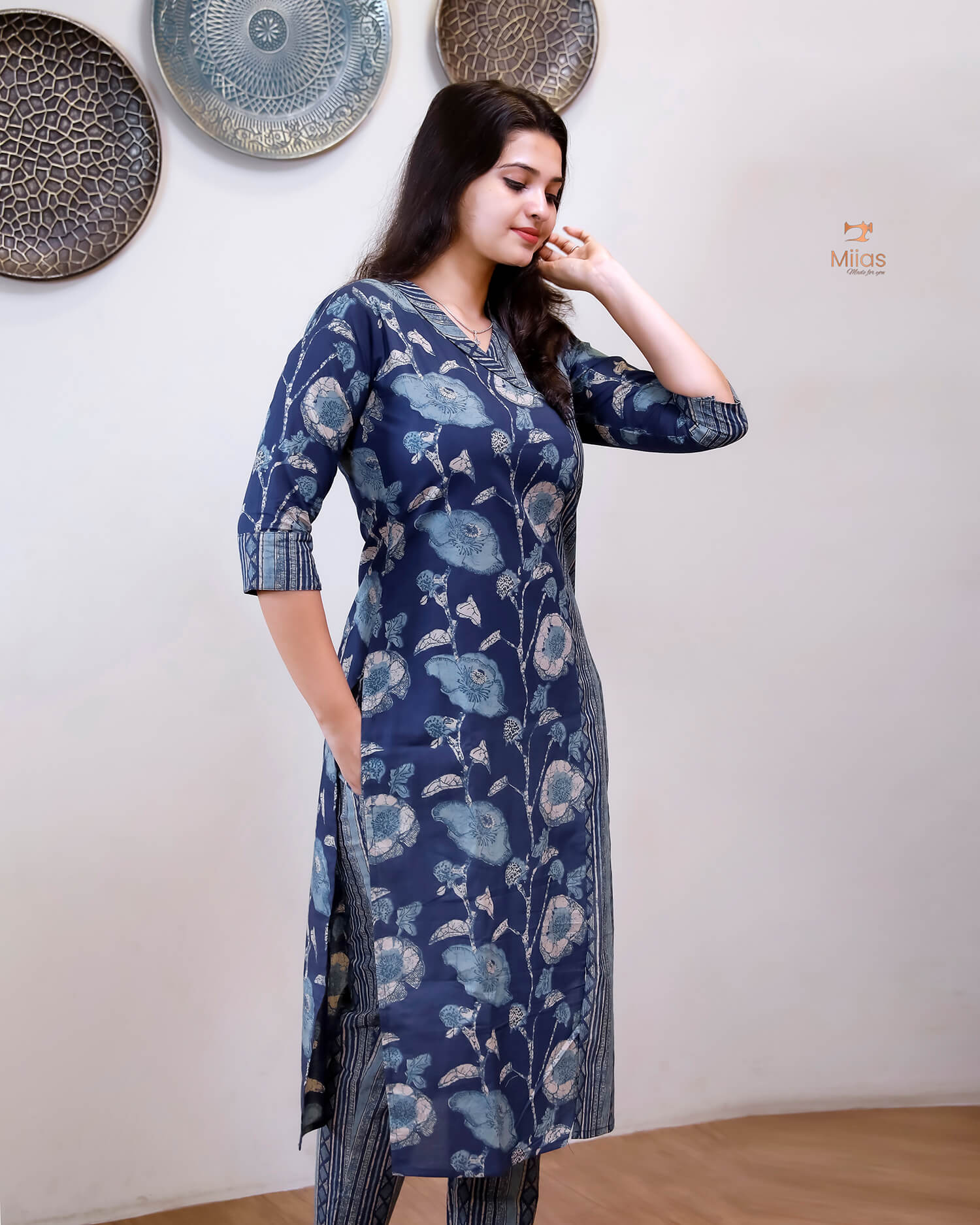 Cotton Co-ord Set | Printed Top & Bottom | Blue