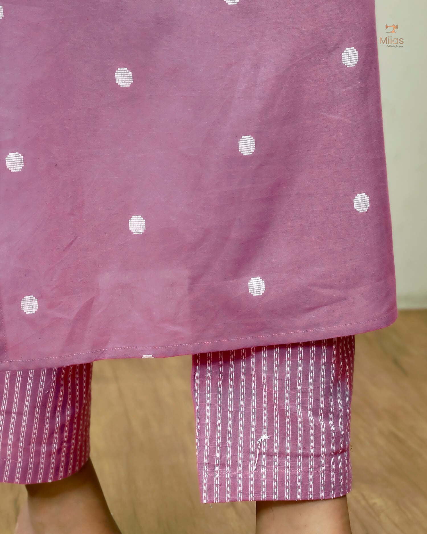 South Flex Cotton Co-ord Set | Butta Top + Striped Bottoms | Pink