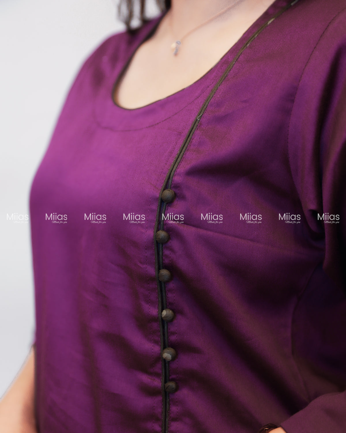 Cotton Co-ord Set | A-Line Slit Top + Potli Buttons + Pockets | Rich Purple