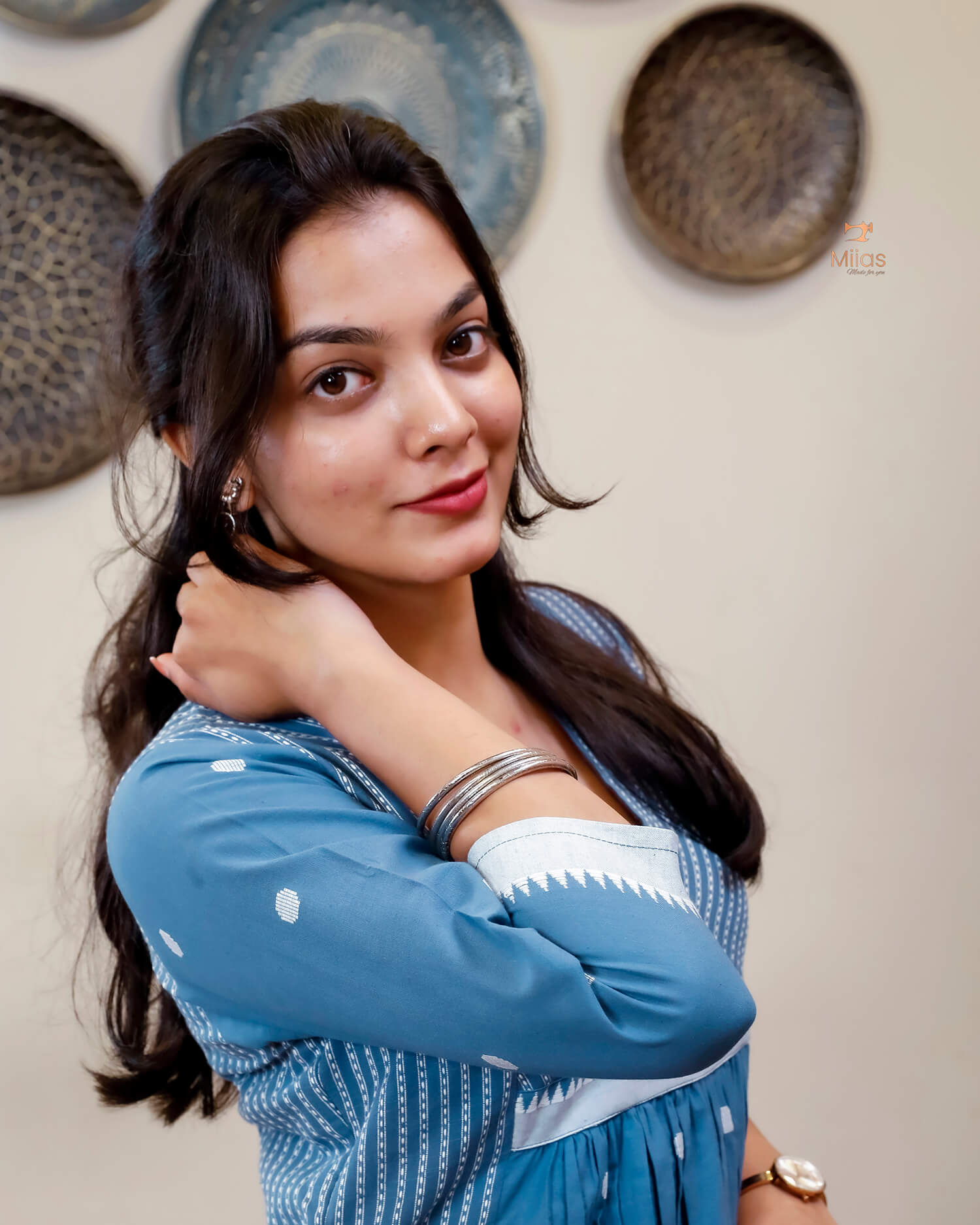 South Flex Cotton Kurti | 3-Panel | Pleated | Blue