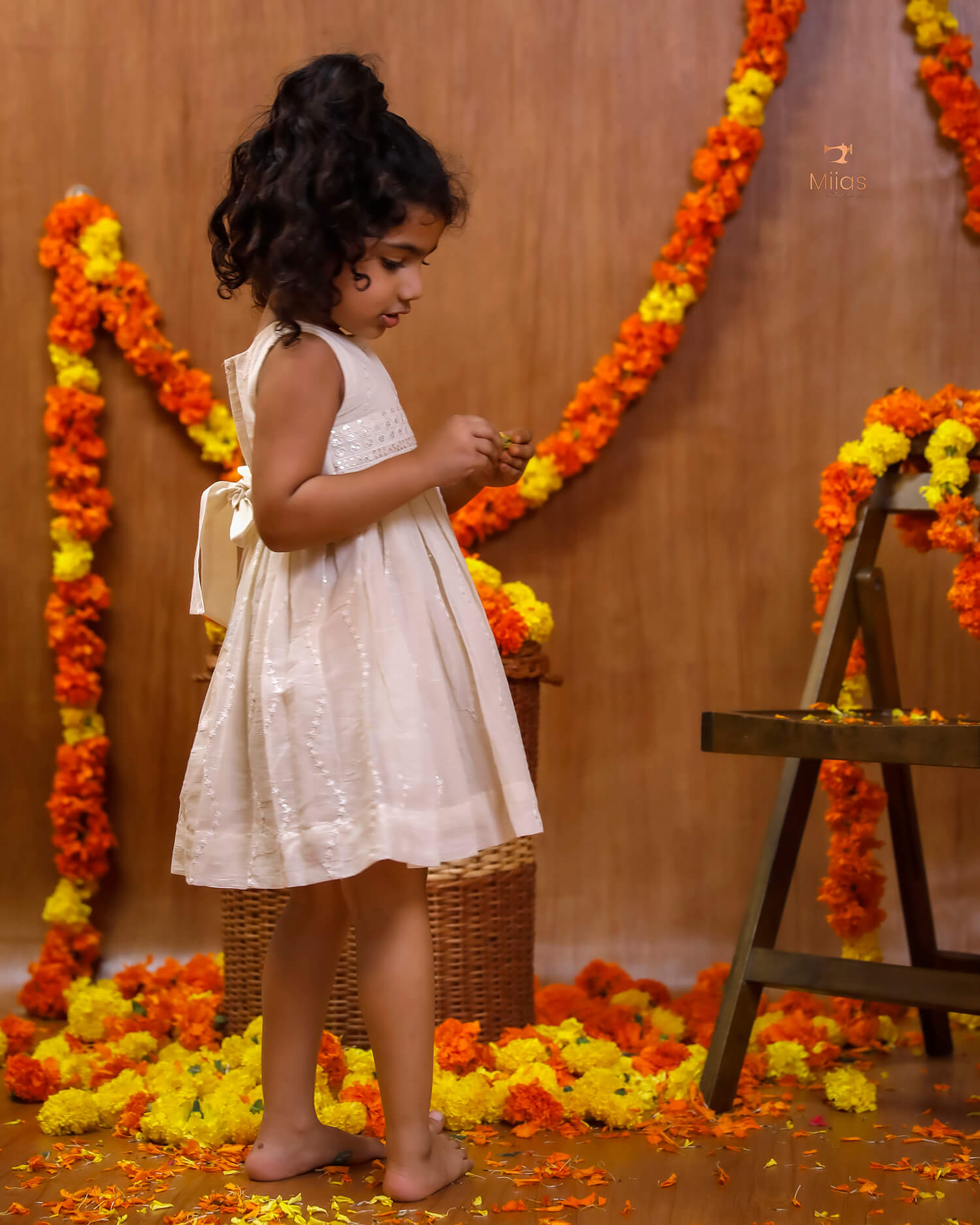Kids' Embroidered Cotton Frock with Sequins & Back Zipper – Soft & Stylish