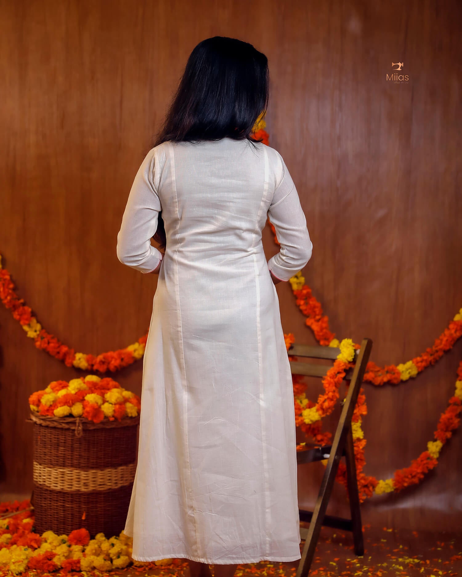 Embroidered Cotton Kurti | V-Neck A-Line | Handcrafted Elegance-Pink