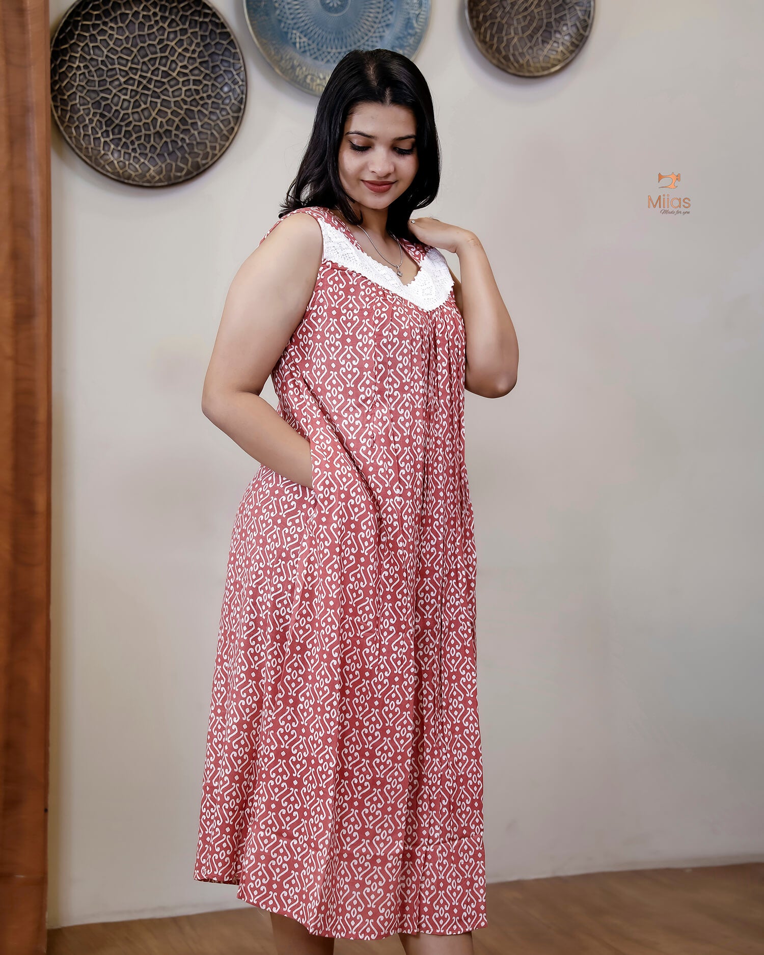 Cotton Maternity Dress: Ultimate Comfort & Nursing Access-Pink