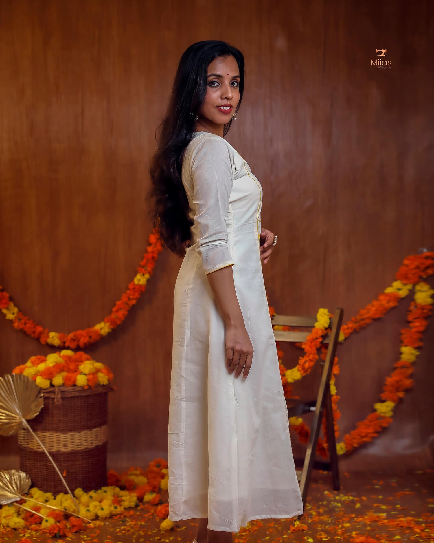 Embroidered Cotton Kurti | V-Neck A-Line | Handcrafted Elegance-Yellow