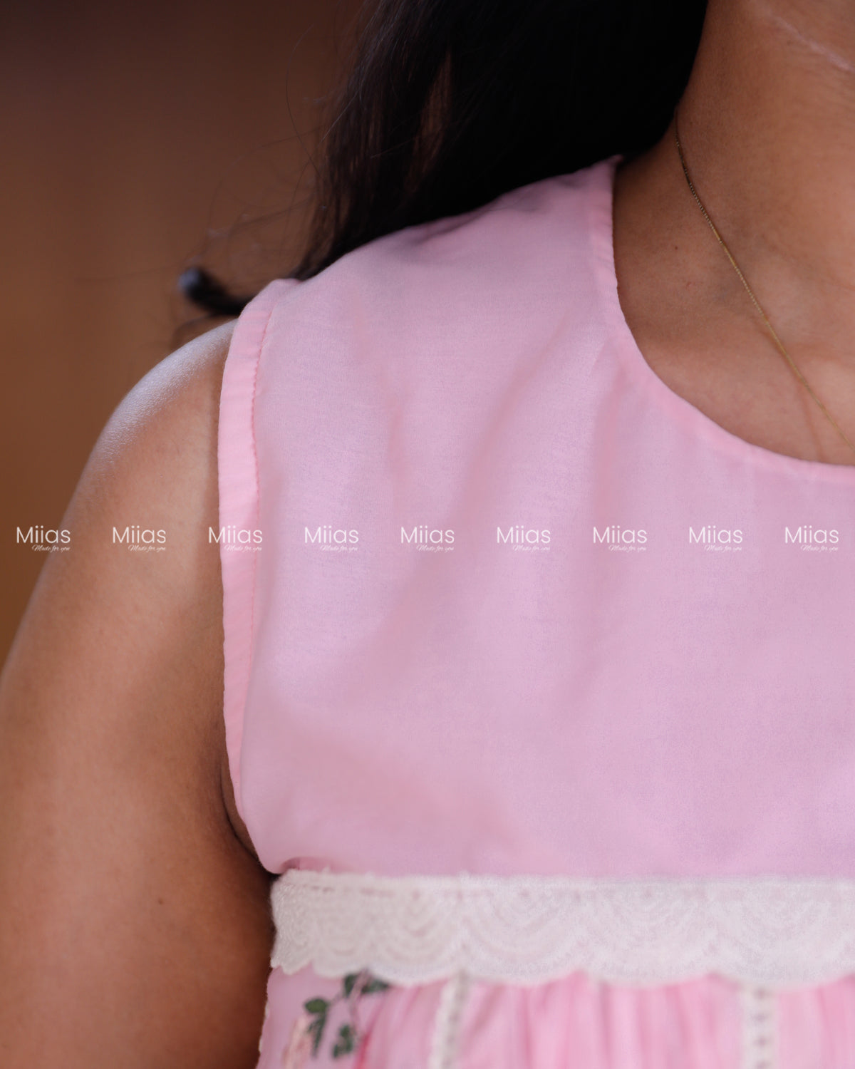 Mul Chanderi Dress Kurti | Embroidered Front + Sleeveless + Lined | Baby Pink