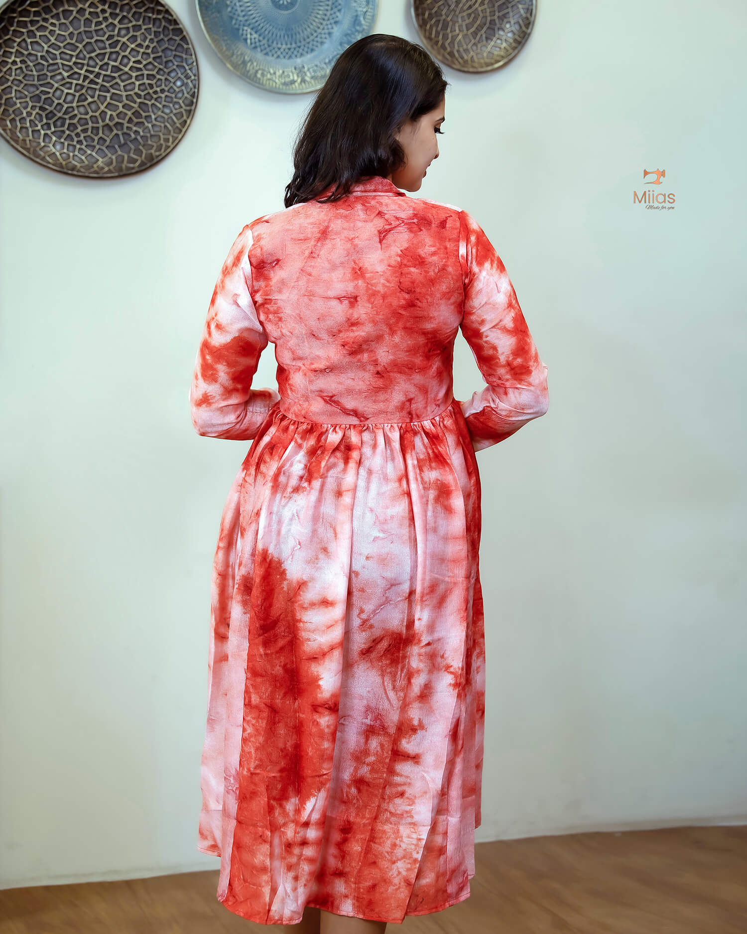 Badri Silk Angrakha Kurti - Timeless Tie & Dye-Orange