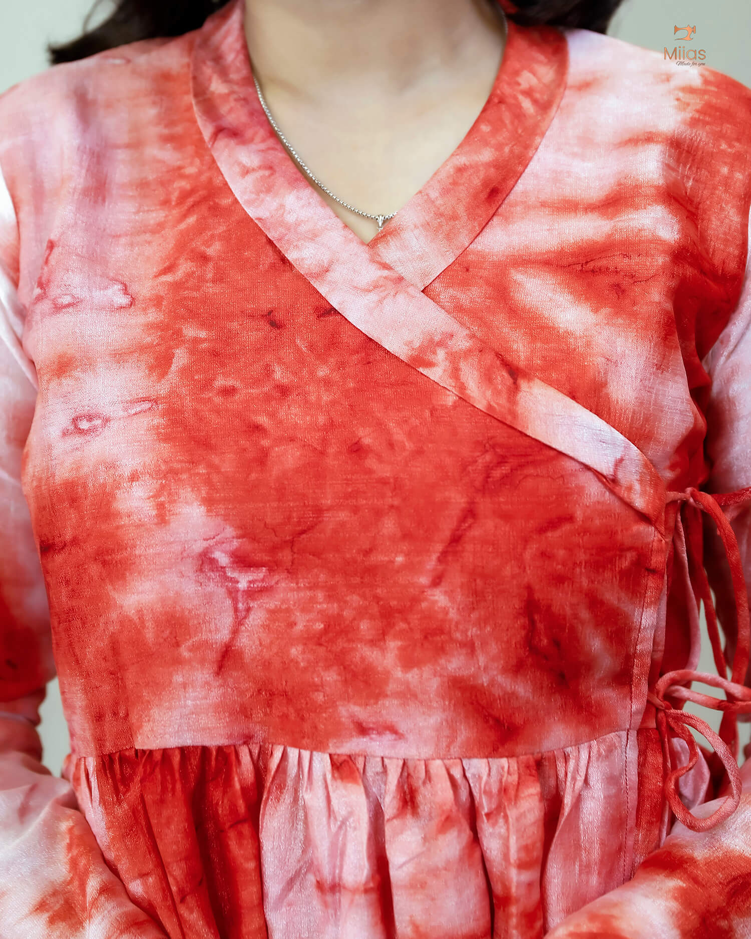 Badri Silk Angrakha Kurti - Timeless Tie & Dye-Orange