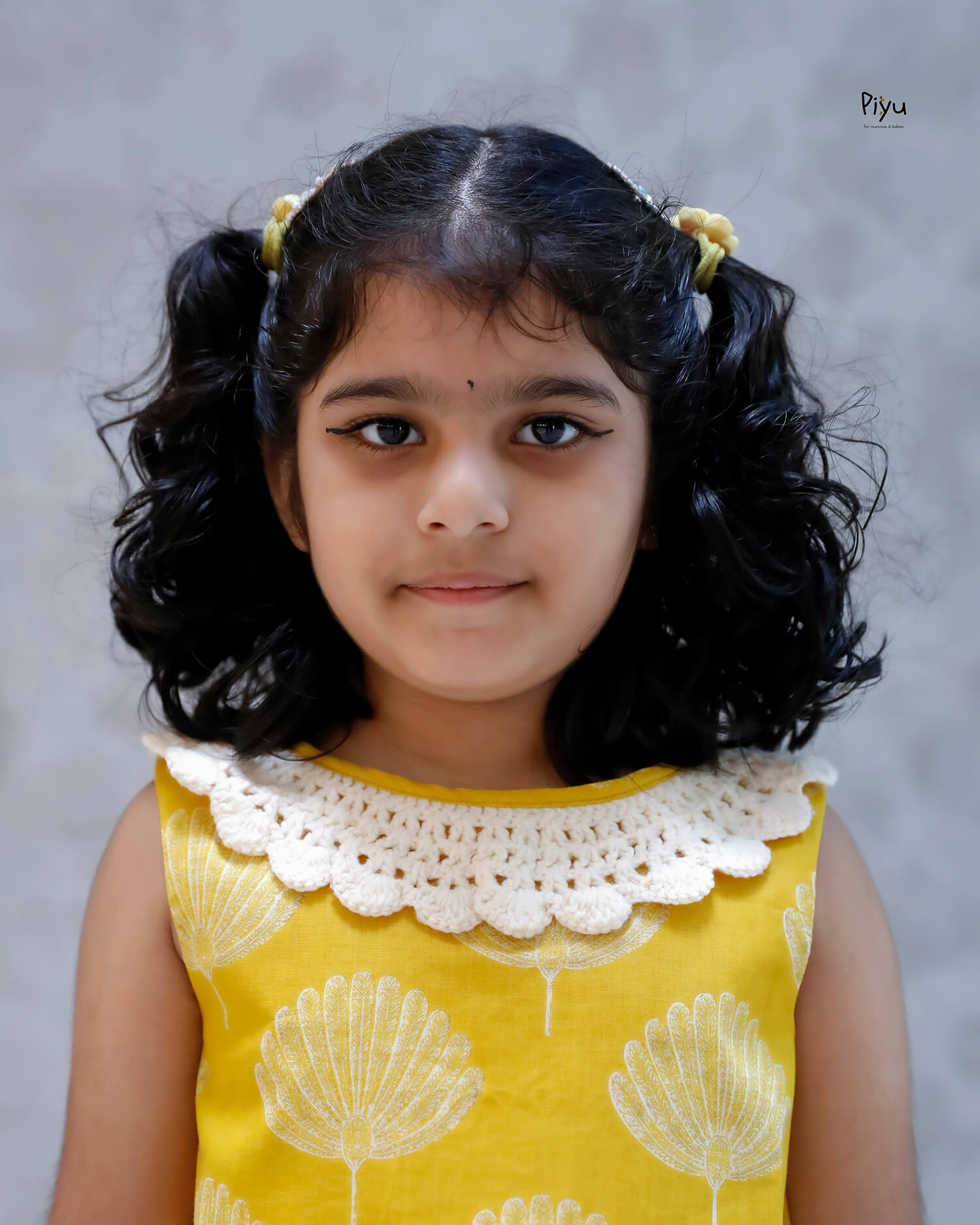 South Cotton A-Line Frock with Crochet Lace & Flare-Yellow.