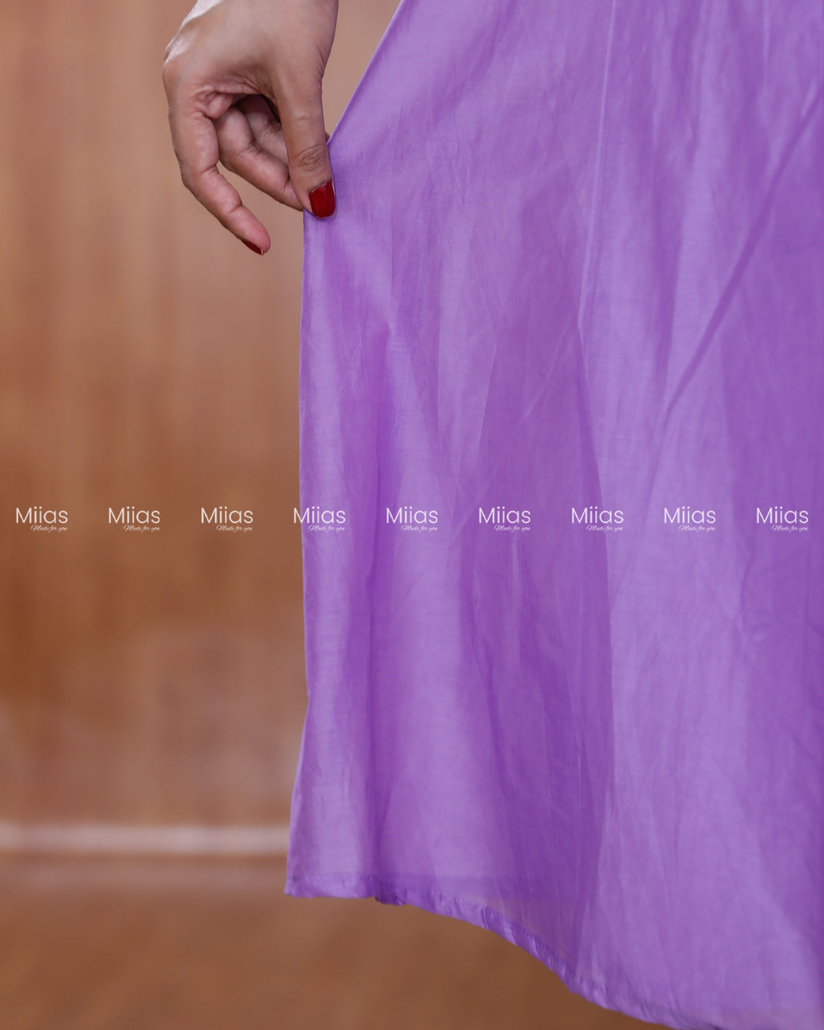 Mul Chanderi Alia Cut Dress Kurti | Lace + Beaded Yoke | Purple