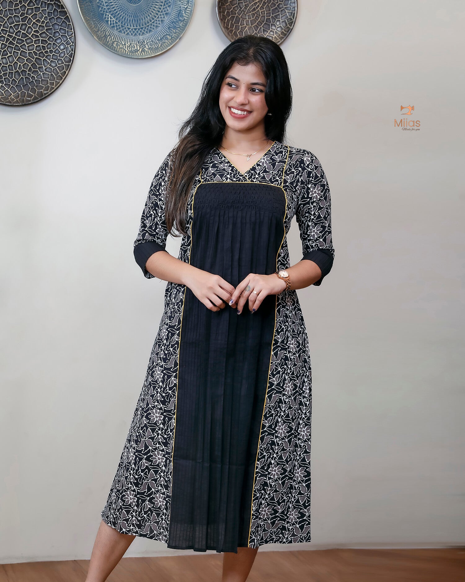 Cotton Kurti with Pintuck Smocking & Pocket