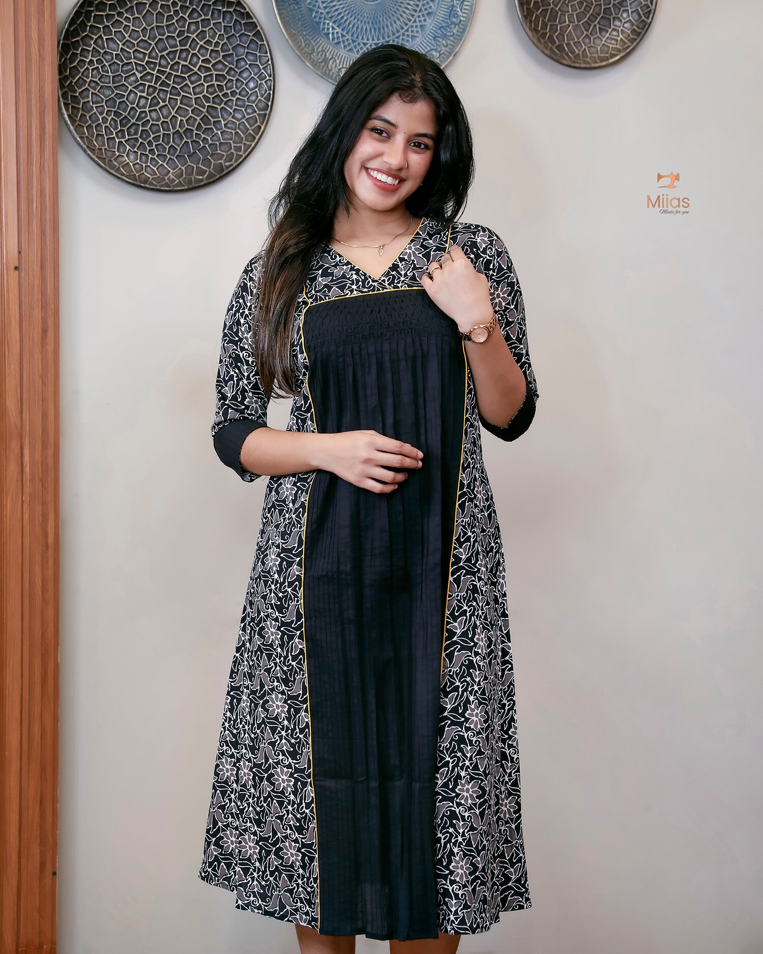 Cotton Kurti with Pintuck Smocking & Pocket