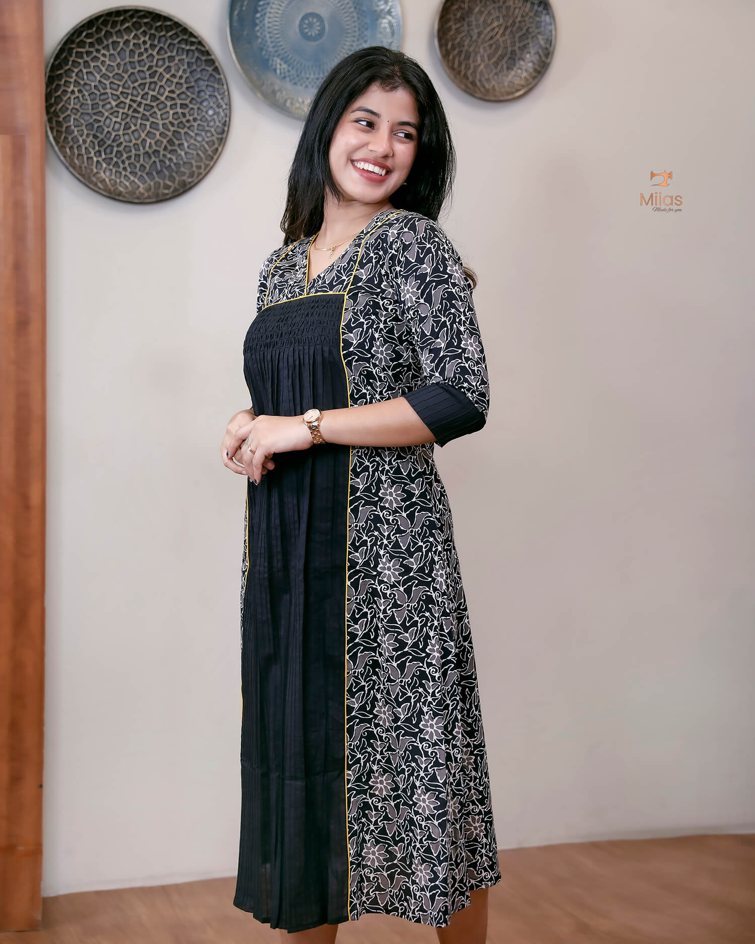 Cotton Kurti with Pintuck Smocking & Pocket