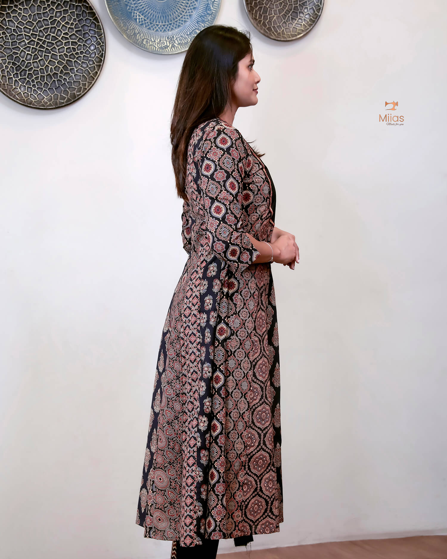 Ajrakh Print Cotton Panel Top Only-Black