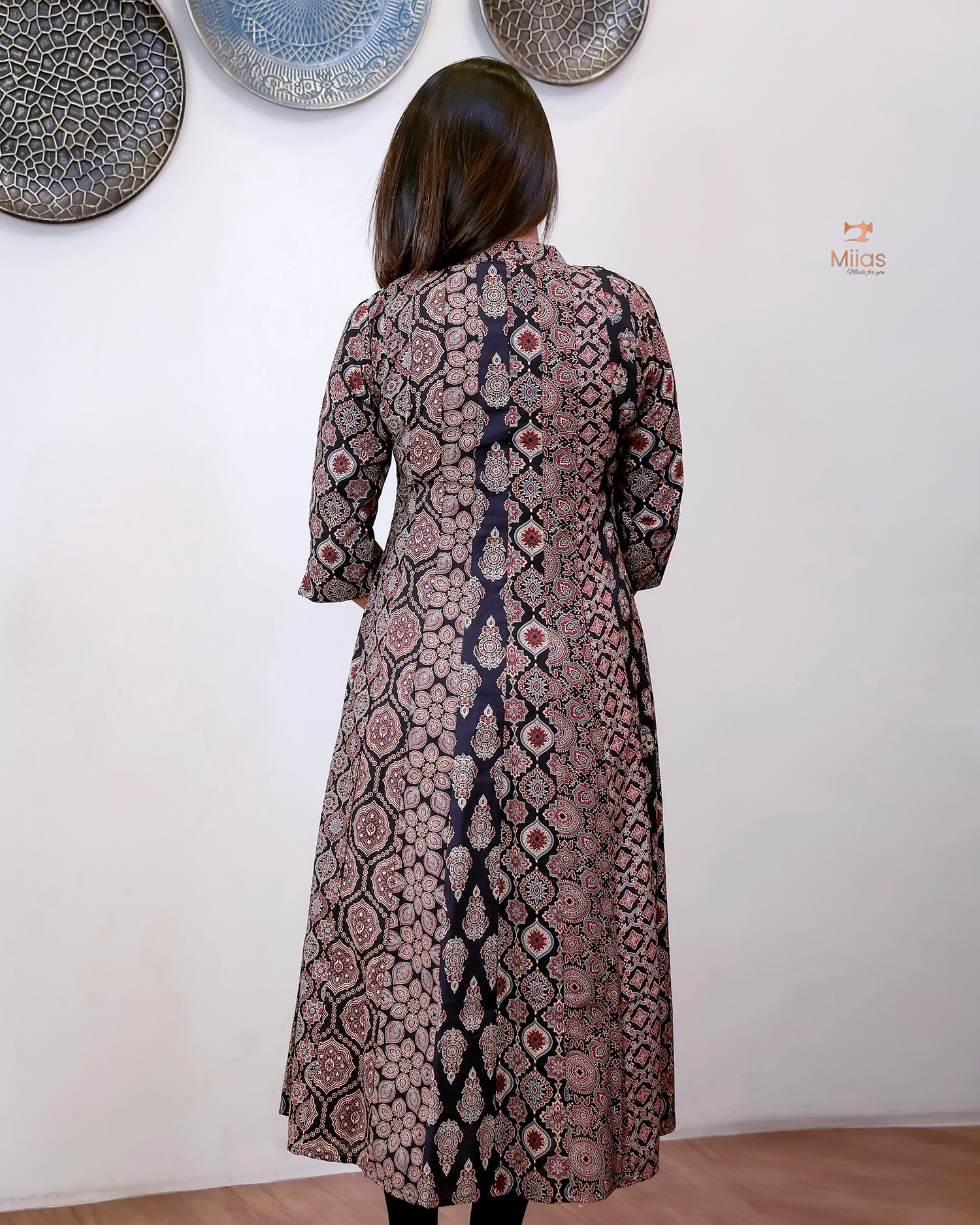 Ajrakh Print Cotton Panel Top Only-Black