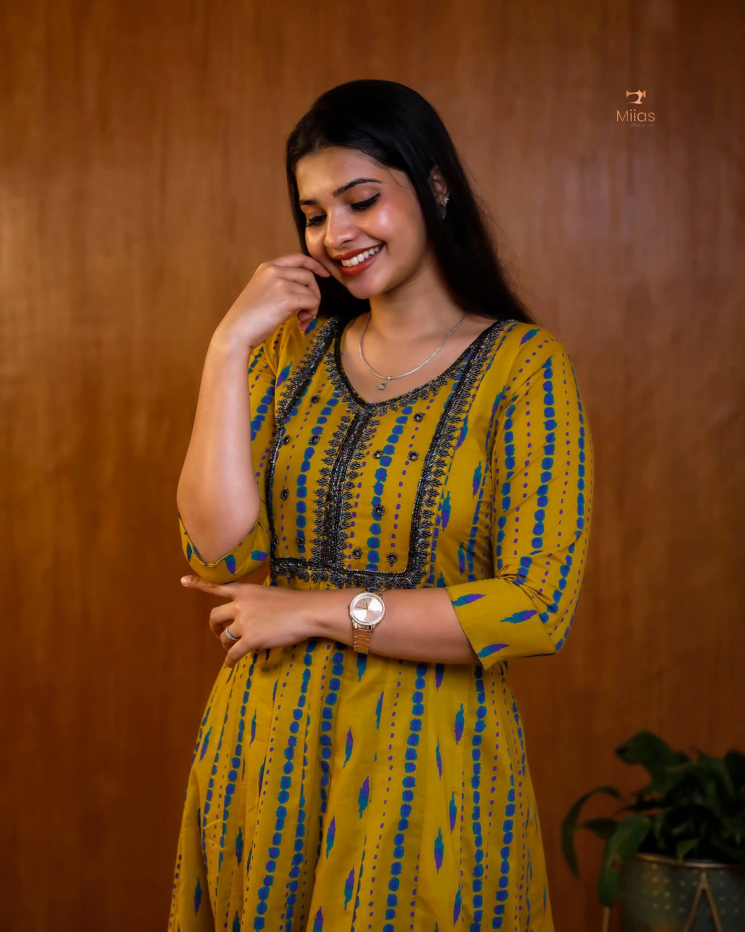 Panel-Cut Kurti | South Cotton | Heavy Bead & Mirror Work