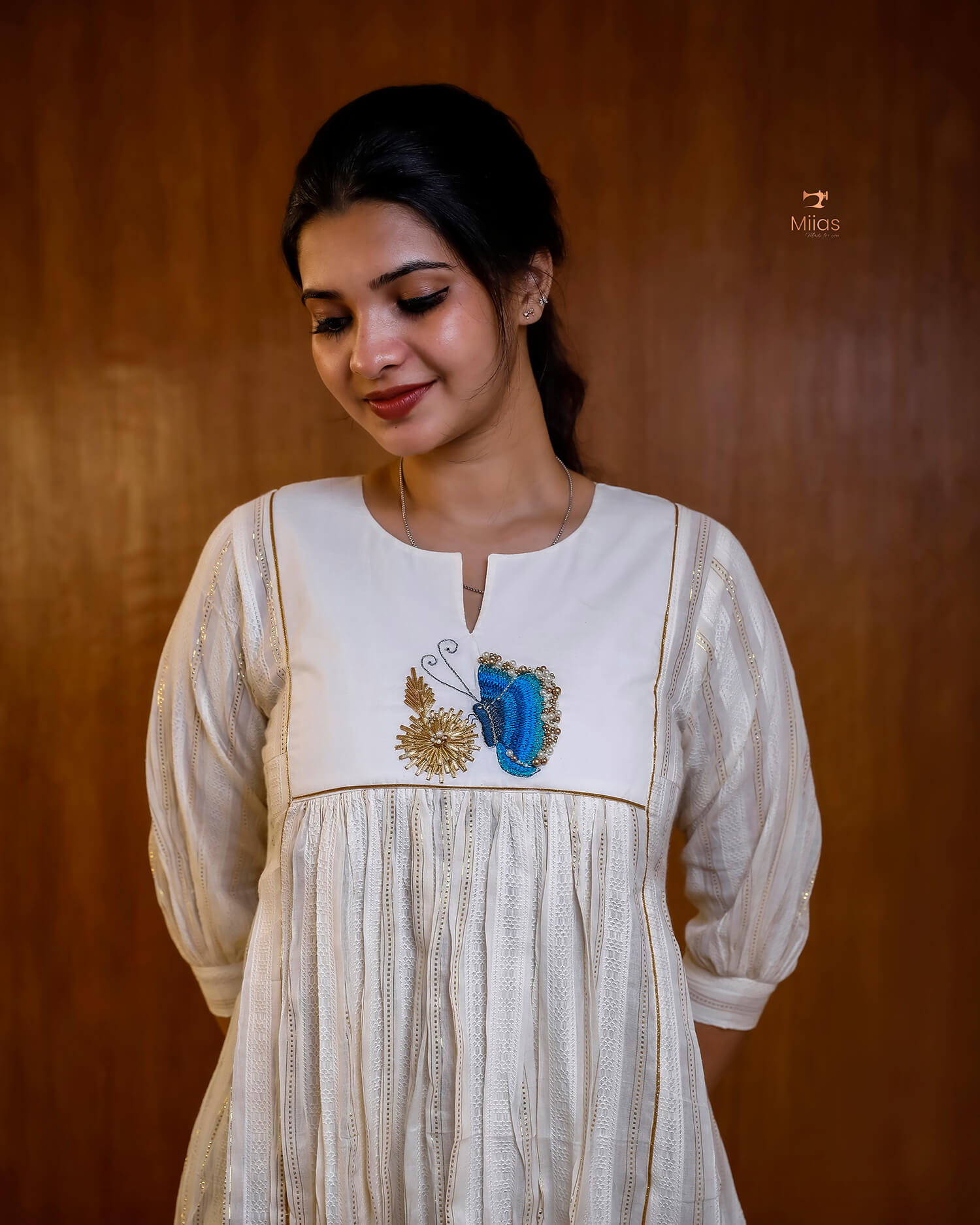 Elegant Cotton Kurti With Gota Patti Lace-Onam 2025