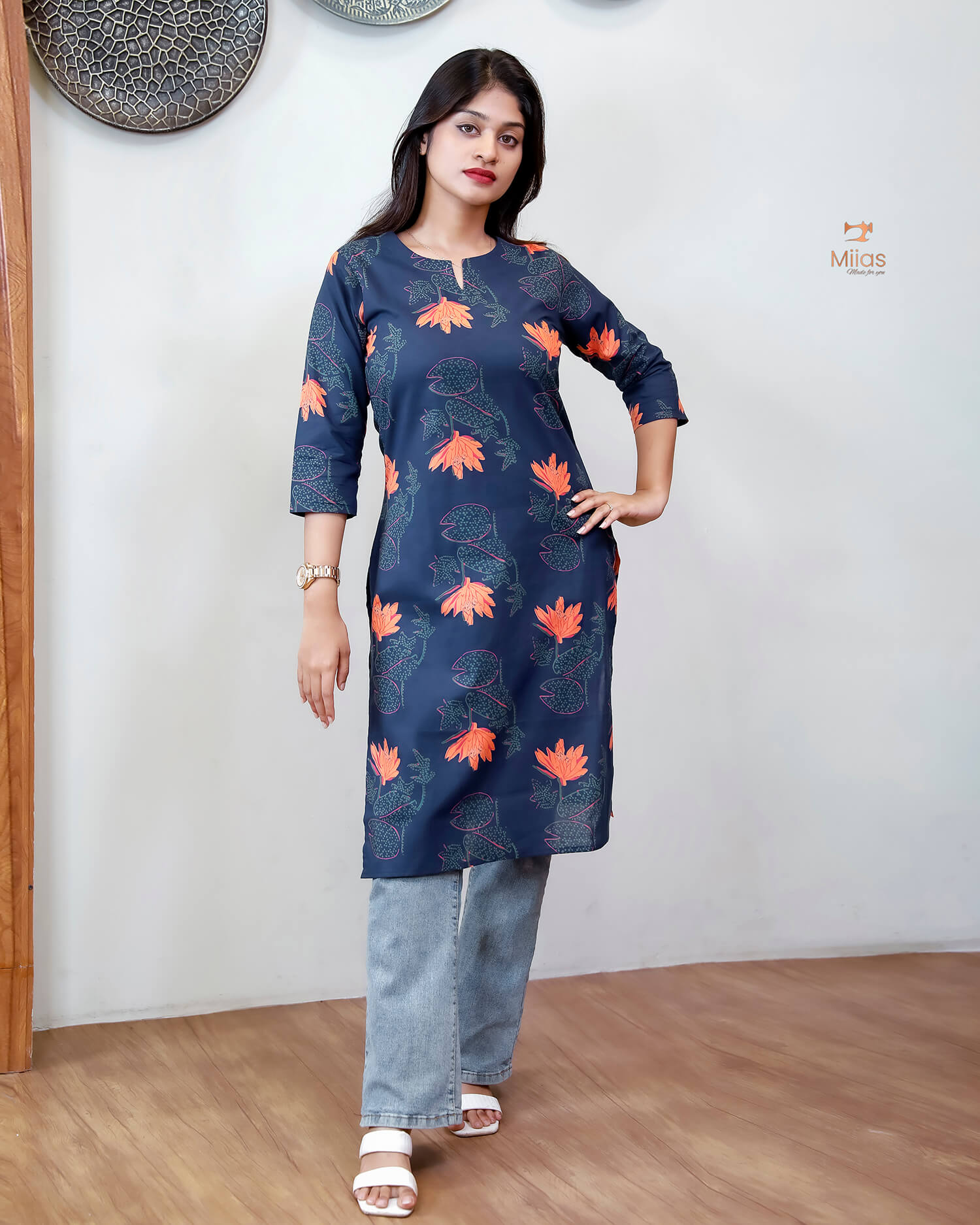 South Cotton Short Top - 40" Versatile Tunic or Mini Dress-Blue.