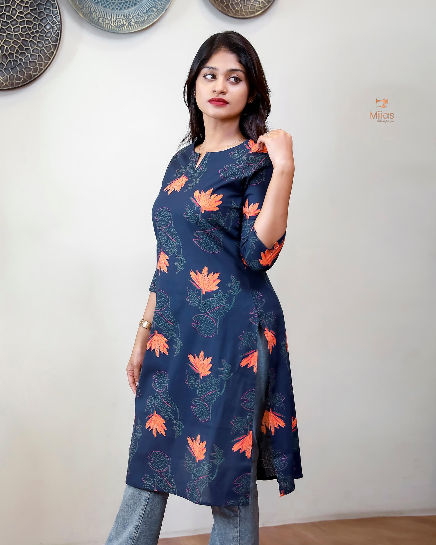 South Cotton Short Top - 40" Versatile Tunic or Mini Dress-Blue.