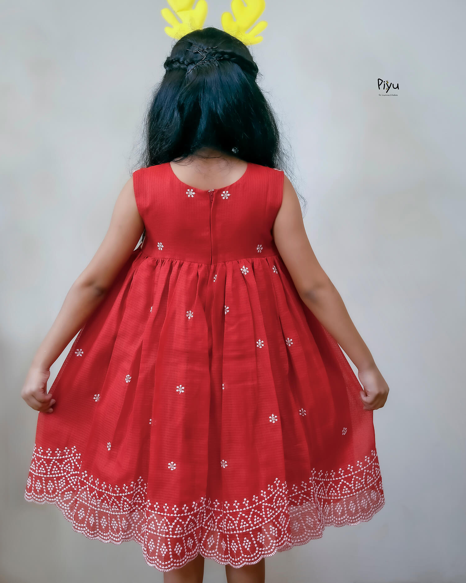 Embroidered Net Kota Frock | Enchanting Kids Dress