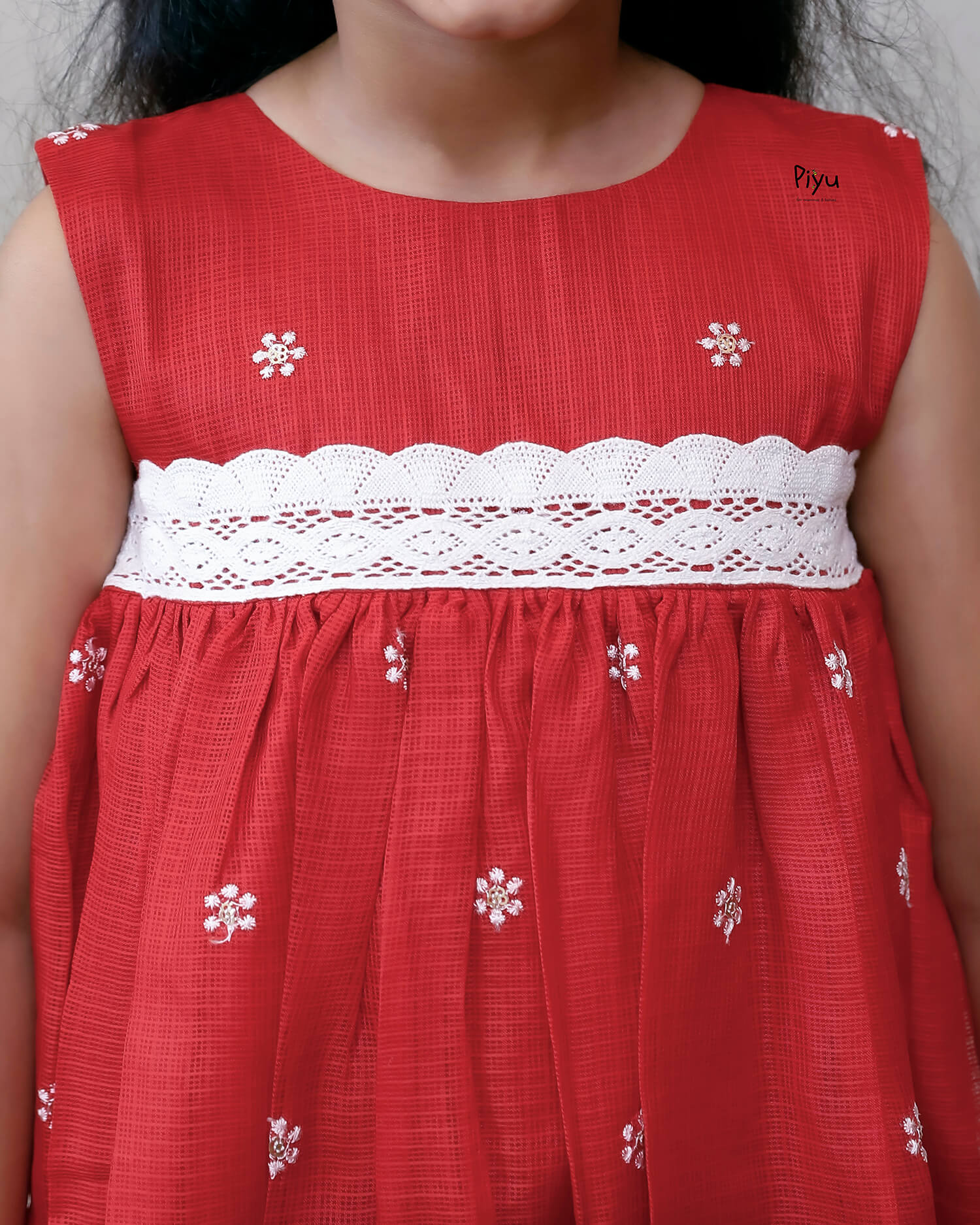 Embroidered Net Kota Frock | Enchanting Kids Dress