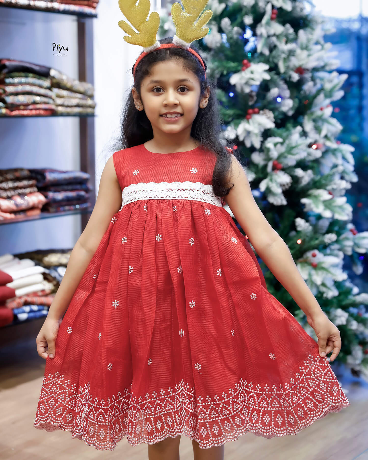 Embroidered Net Kota Frock | Enchanting Kids Dress