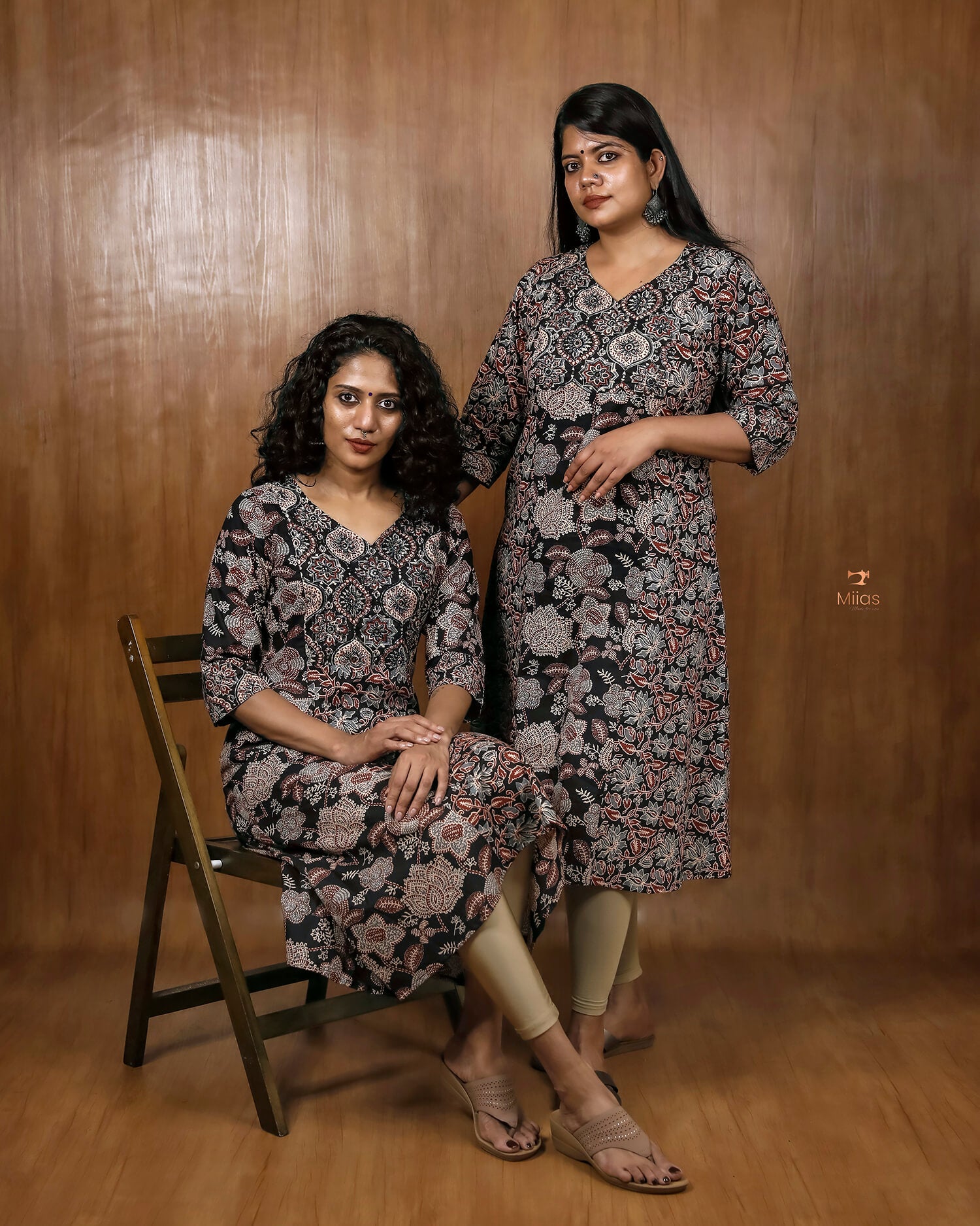 Printed Cotton 3-Panel Kurti with Mirror Work & Pocket