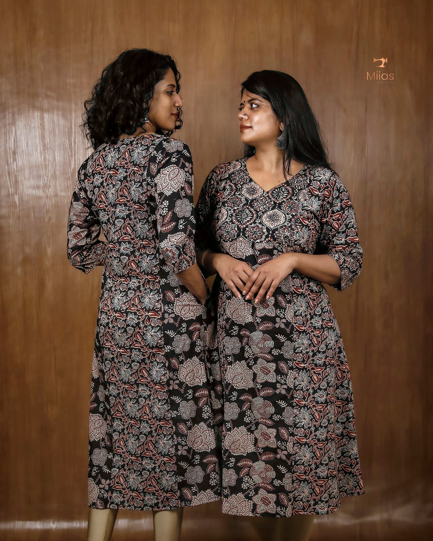 Printed Cotton 3-Panel Kurti with Mirror Work & Pocket