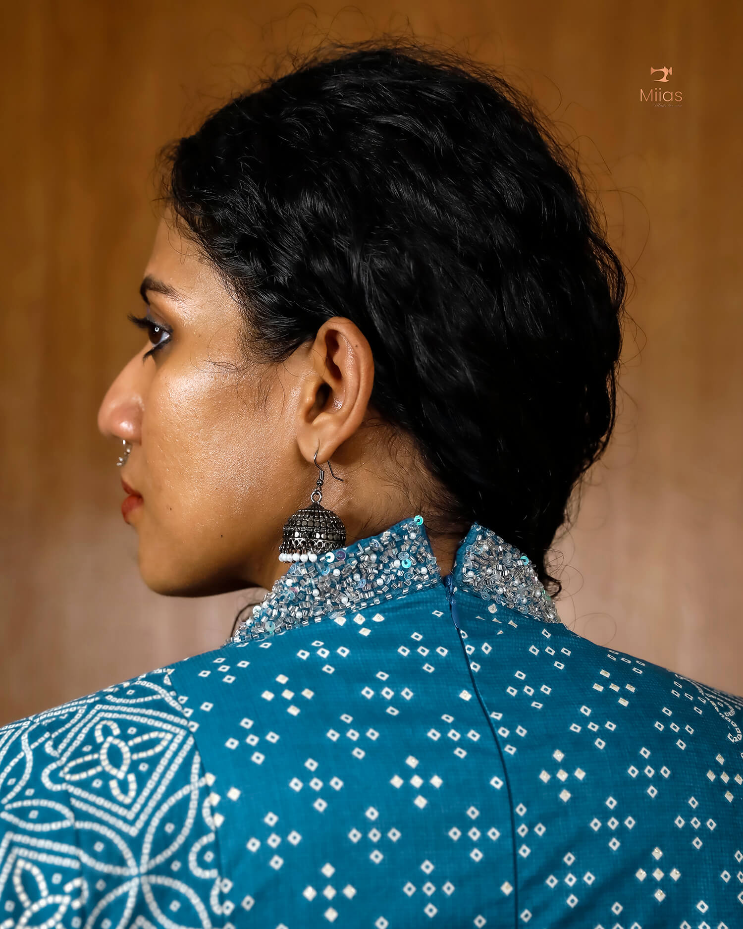 Printed Three Panel Kurti with Beaded Neck & Pocket