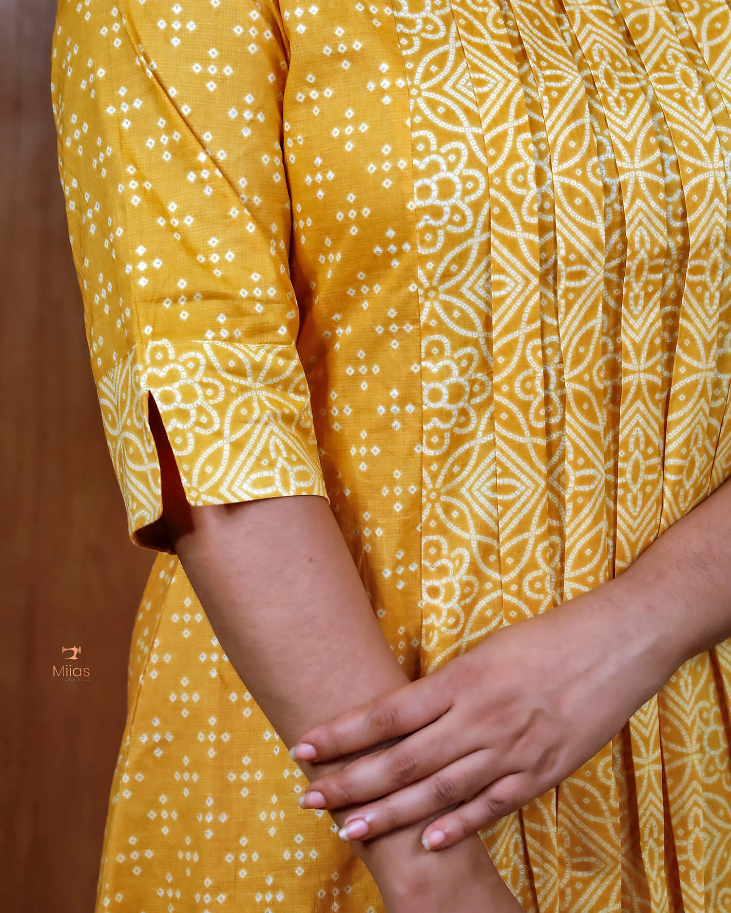 Printed Three Panel Kurti with Beaded Neck & Pocket