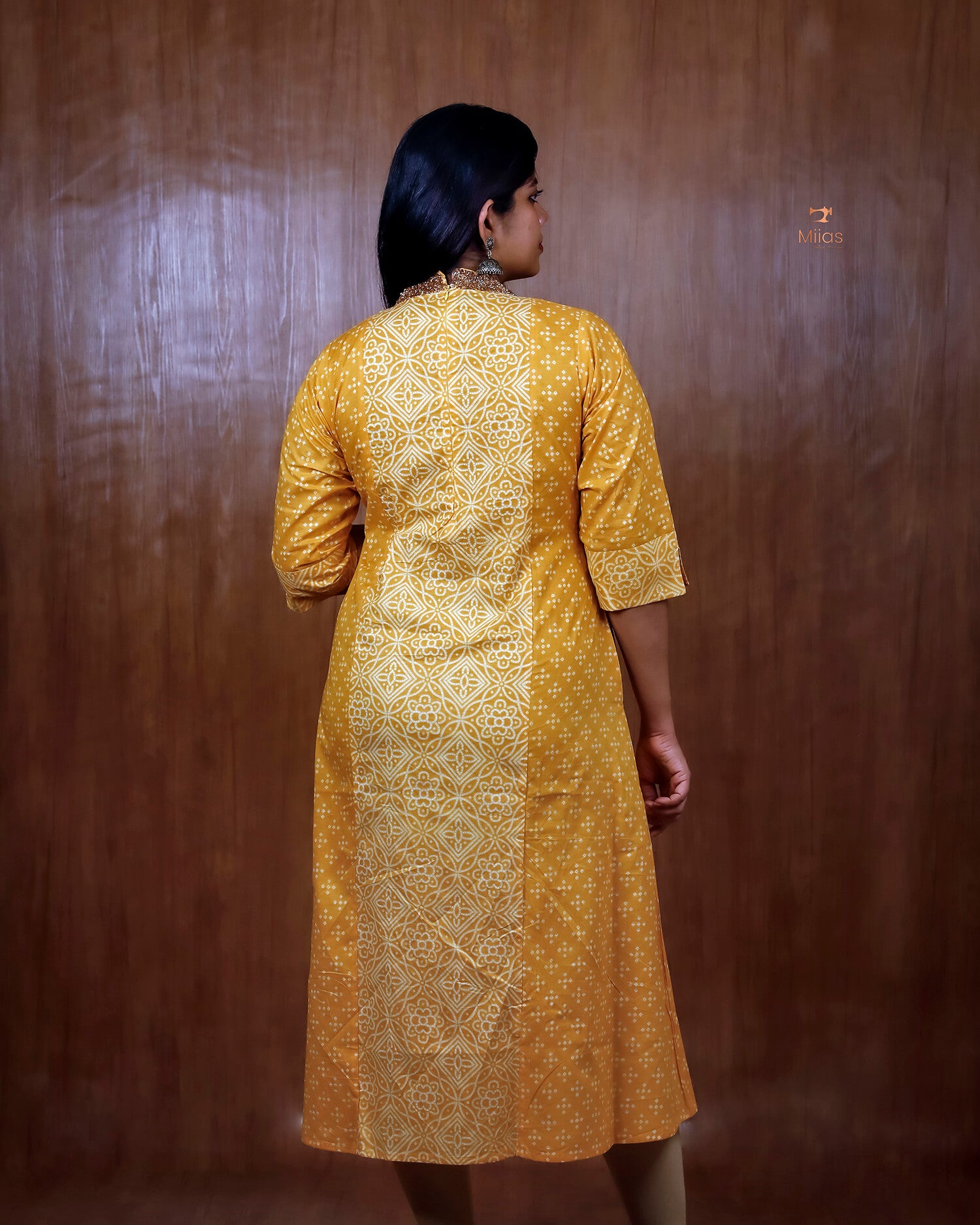 Printed Three Panel Kurti with Beaded Neck & Pocket