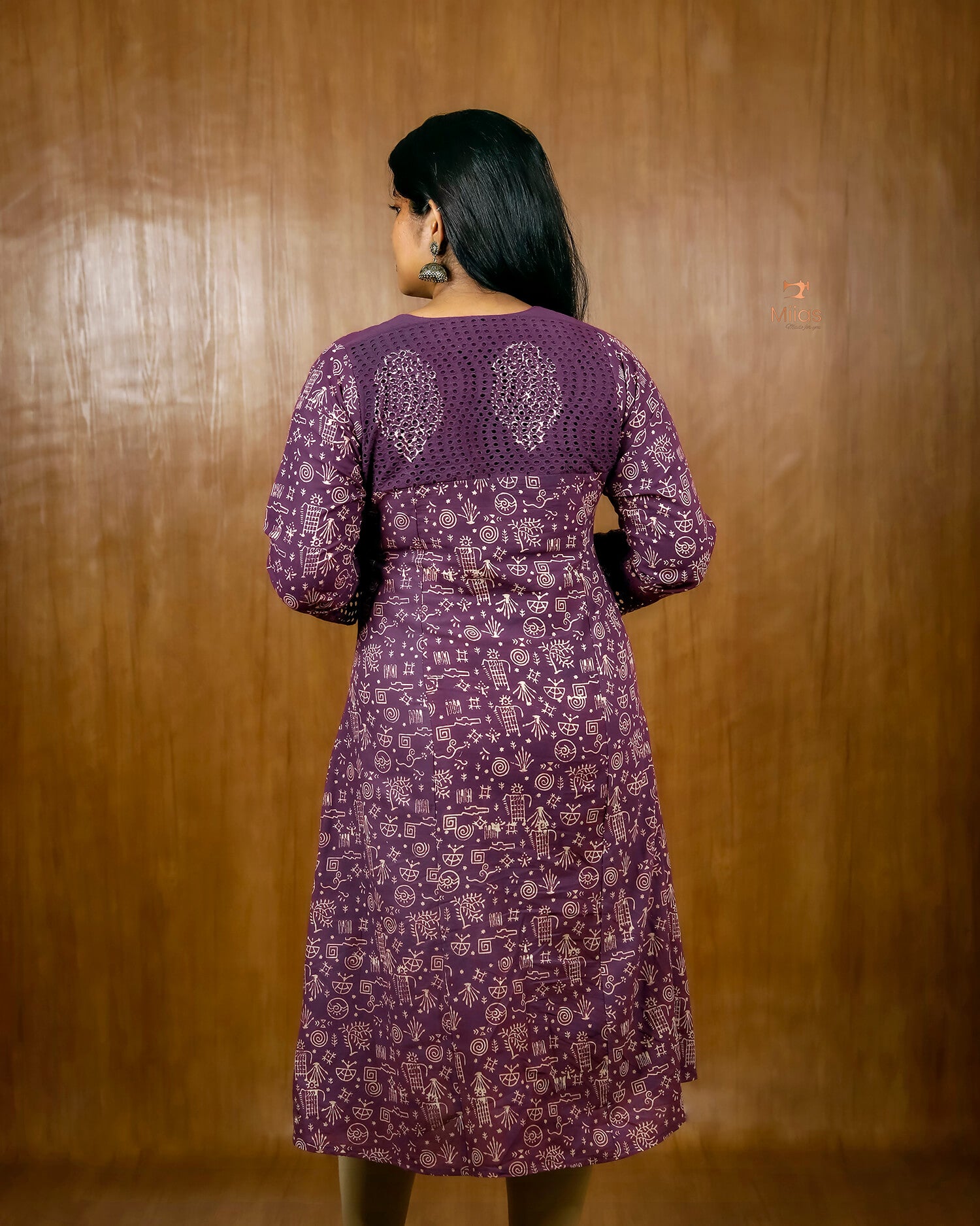 Hand Block Printed Cotton Kurti with Cutwork Detail